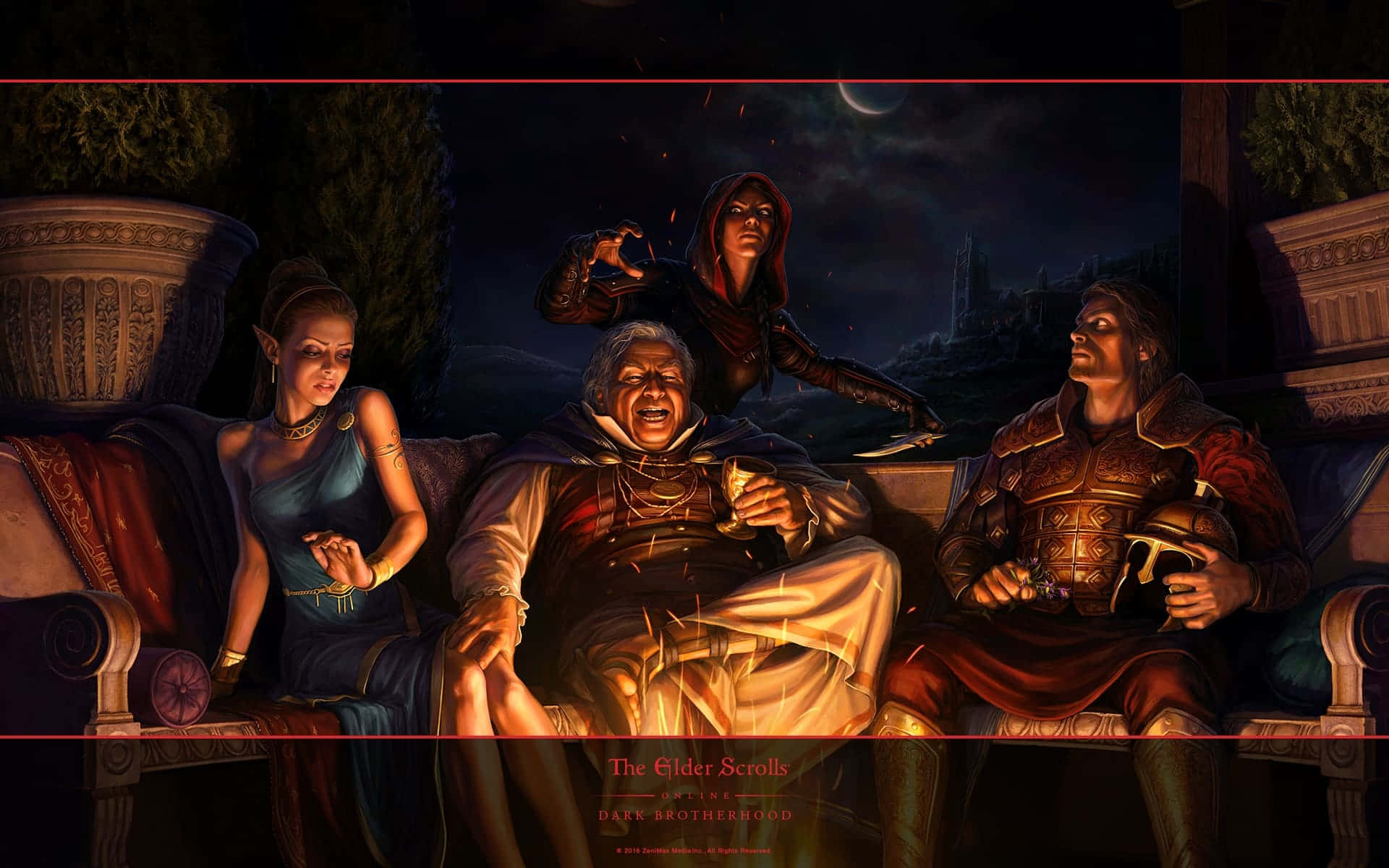 Dark Brotherhood, moonlight, couch, Full HD Desktop Wallpaper