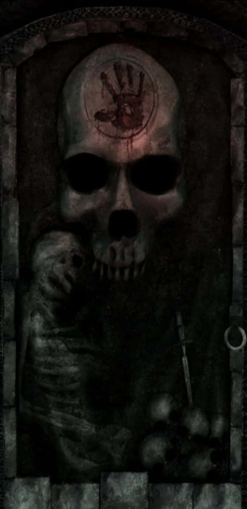Dark Brotherhood, skull, bloody handprint, HD Phone Wallpaper