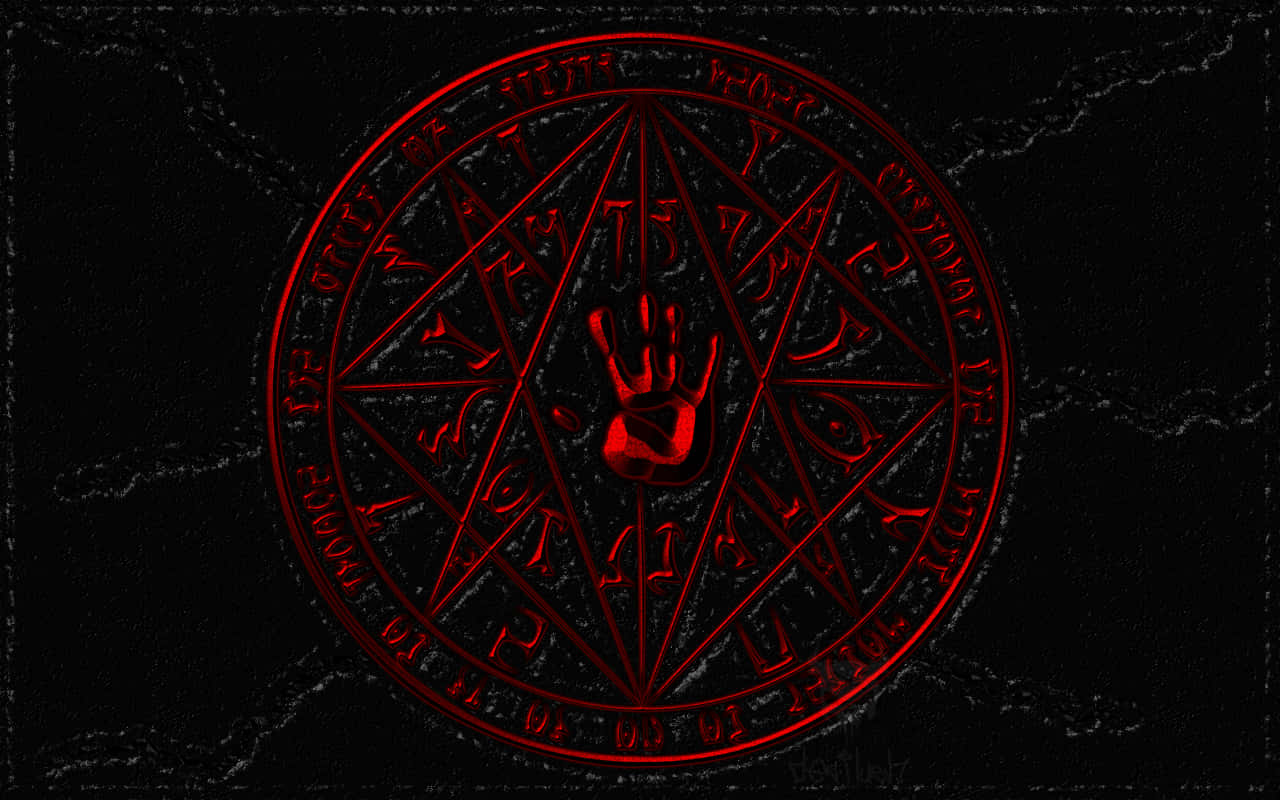 Dark Brotherhood, glowing red pentagram, dark stone, HD Desktop Wallpaper