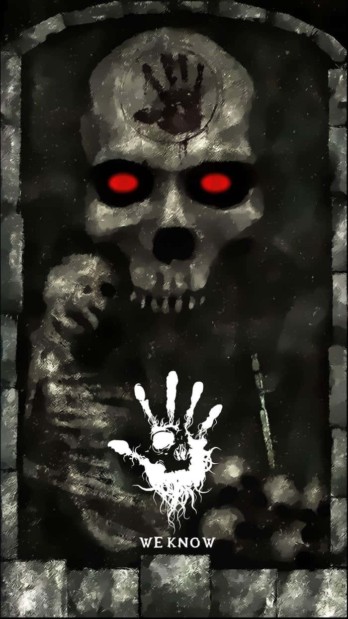 Dark Brotherhood, skull, glowing red eyes, SD Phone Wallpaper