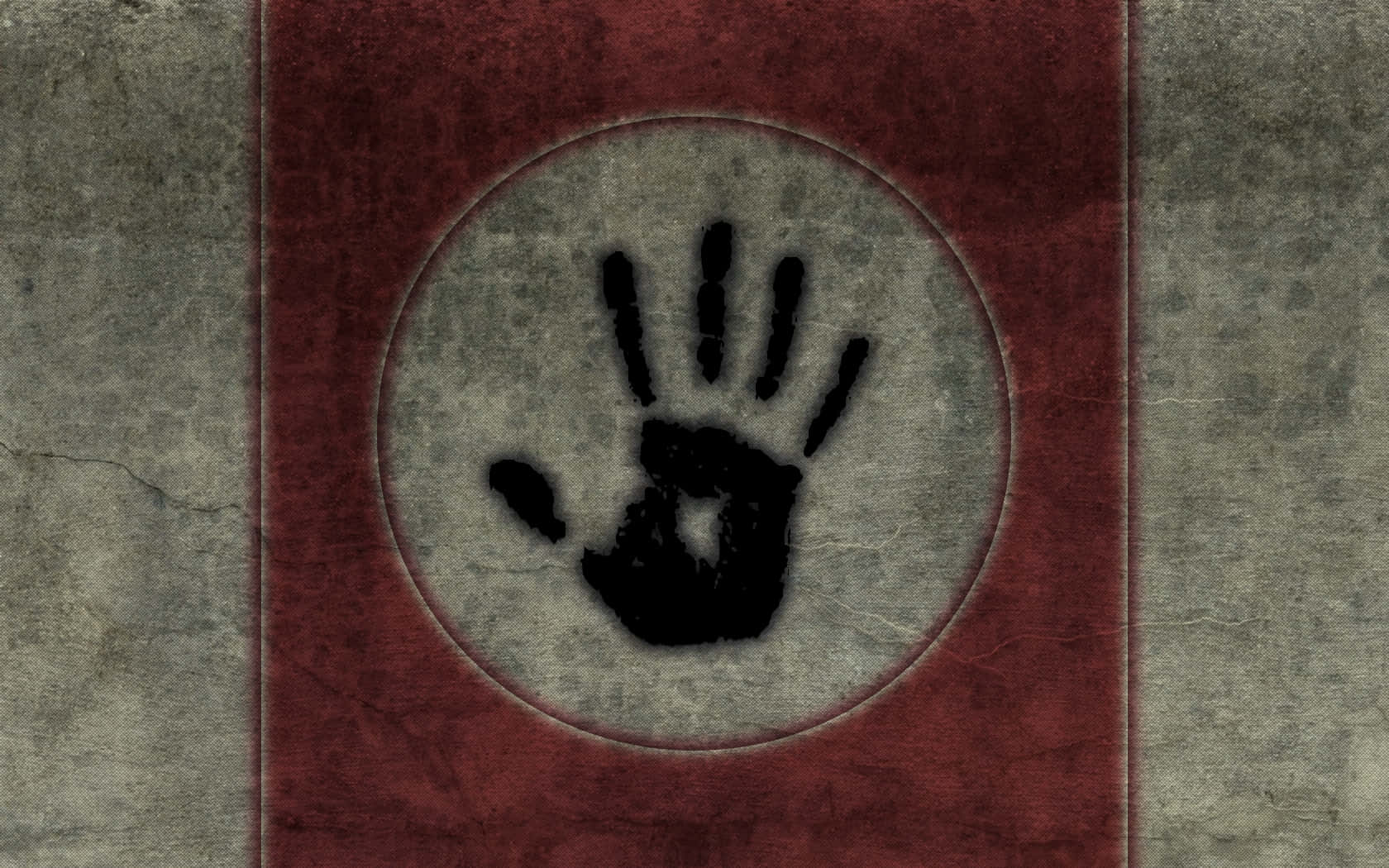 Dark Brotherhood, black handprint symbol, circular gray medallion, HD Desktop Wallpaper
