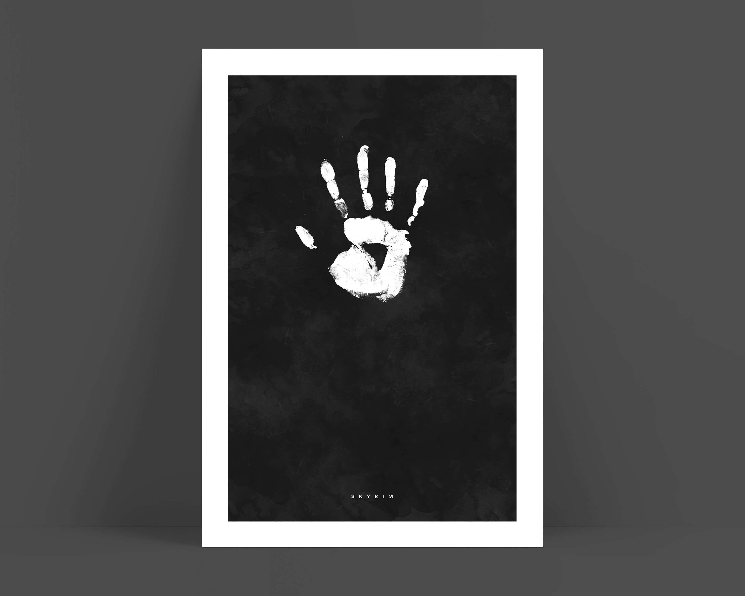 Dark Brotherhood, black and white document, stark white handprint, 2K Desktop Wallpaper