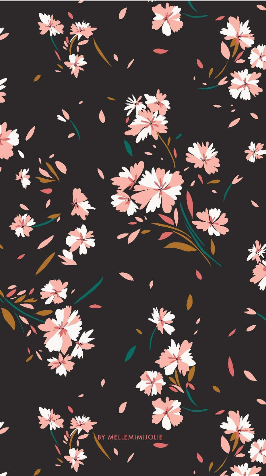 dark cherry blossom, pink and white cherry blossoms, green stems, HD Phone Wallpaper