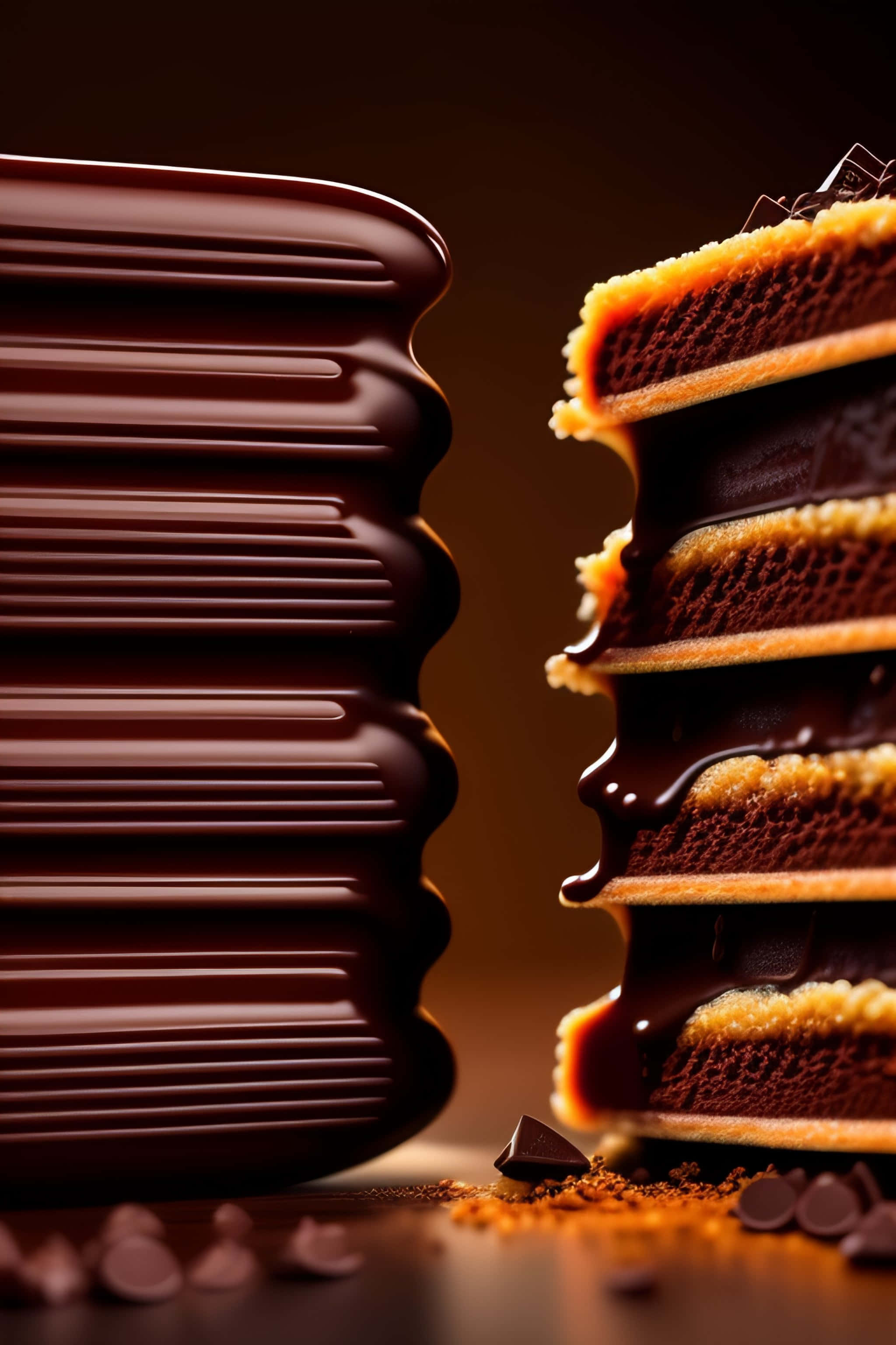 Dark Chocolate, caramel layers, glossy ganache, 2K Phone Wallpaper