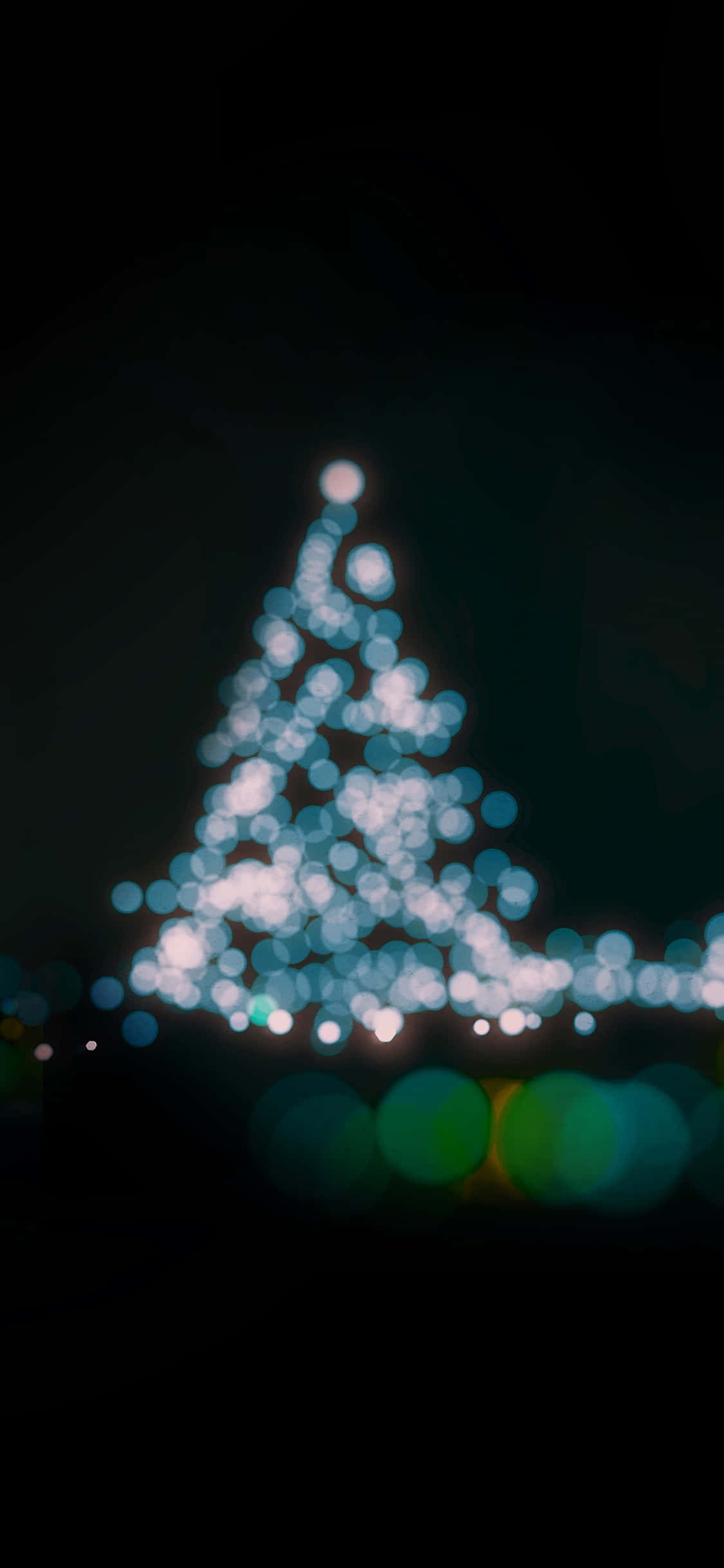 bokeh, Christmas tree, blue and white lights, Full HD Phone Wallpaper