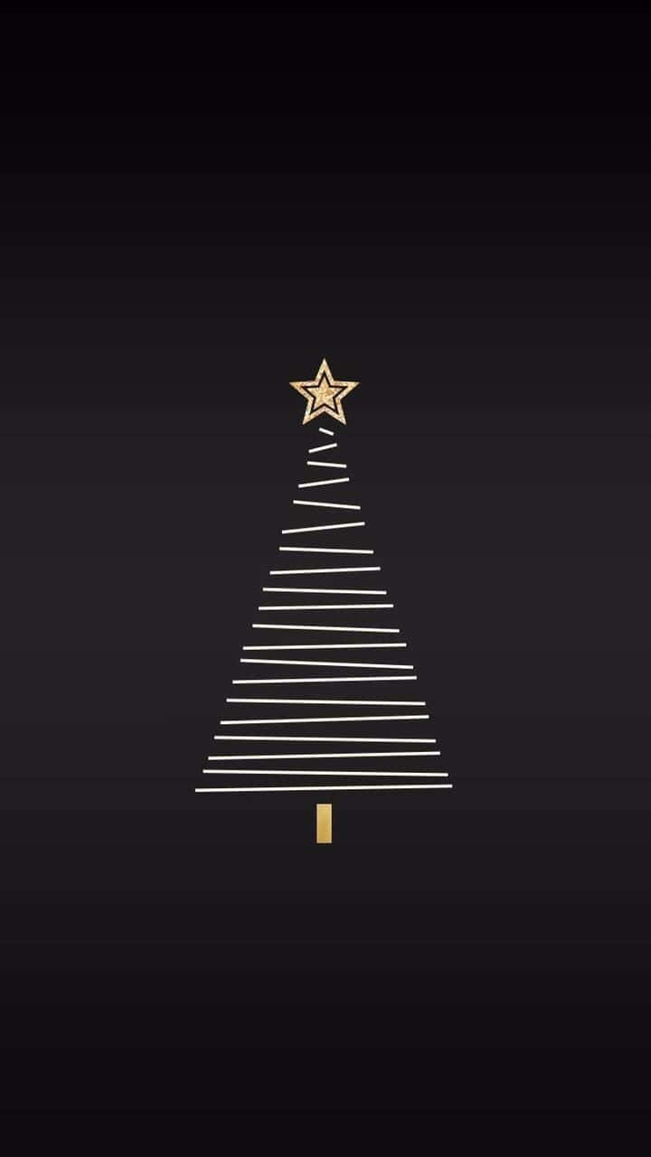 Dark Christmas, white lines, gold star, HD Phone Wallpaper