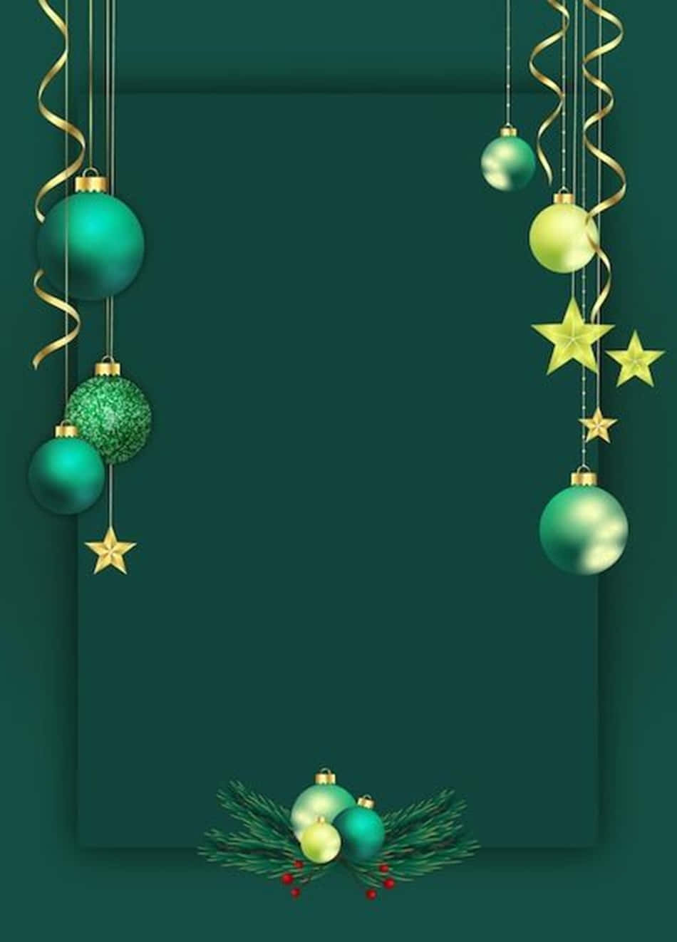 Dark Green Christmas, green and gold ornaments, stars, HD Phone Wallpaper