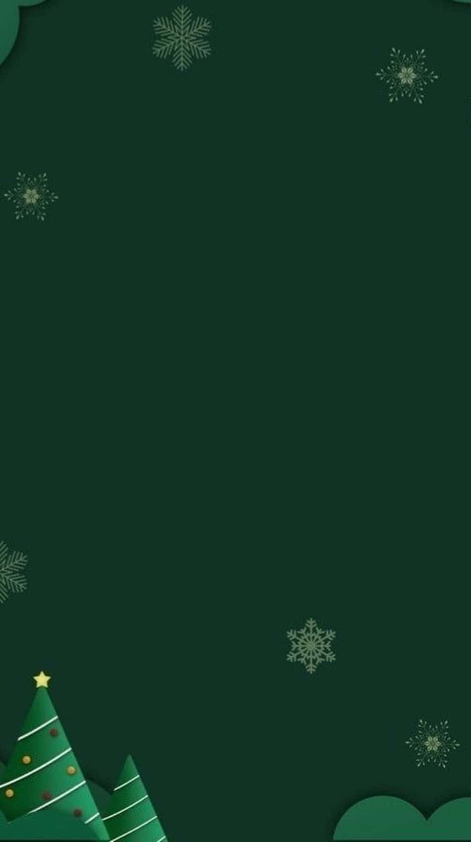 Dark Green Christmas, minimalist paper-cut Christmas trees, snowflakes, HD Phone Wallpaper