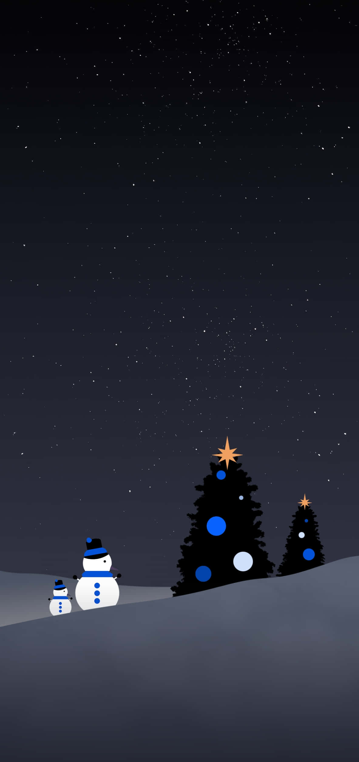Dark Christmas, snowmen, Christmas trees, Full HD Phone Wallpaper