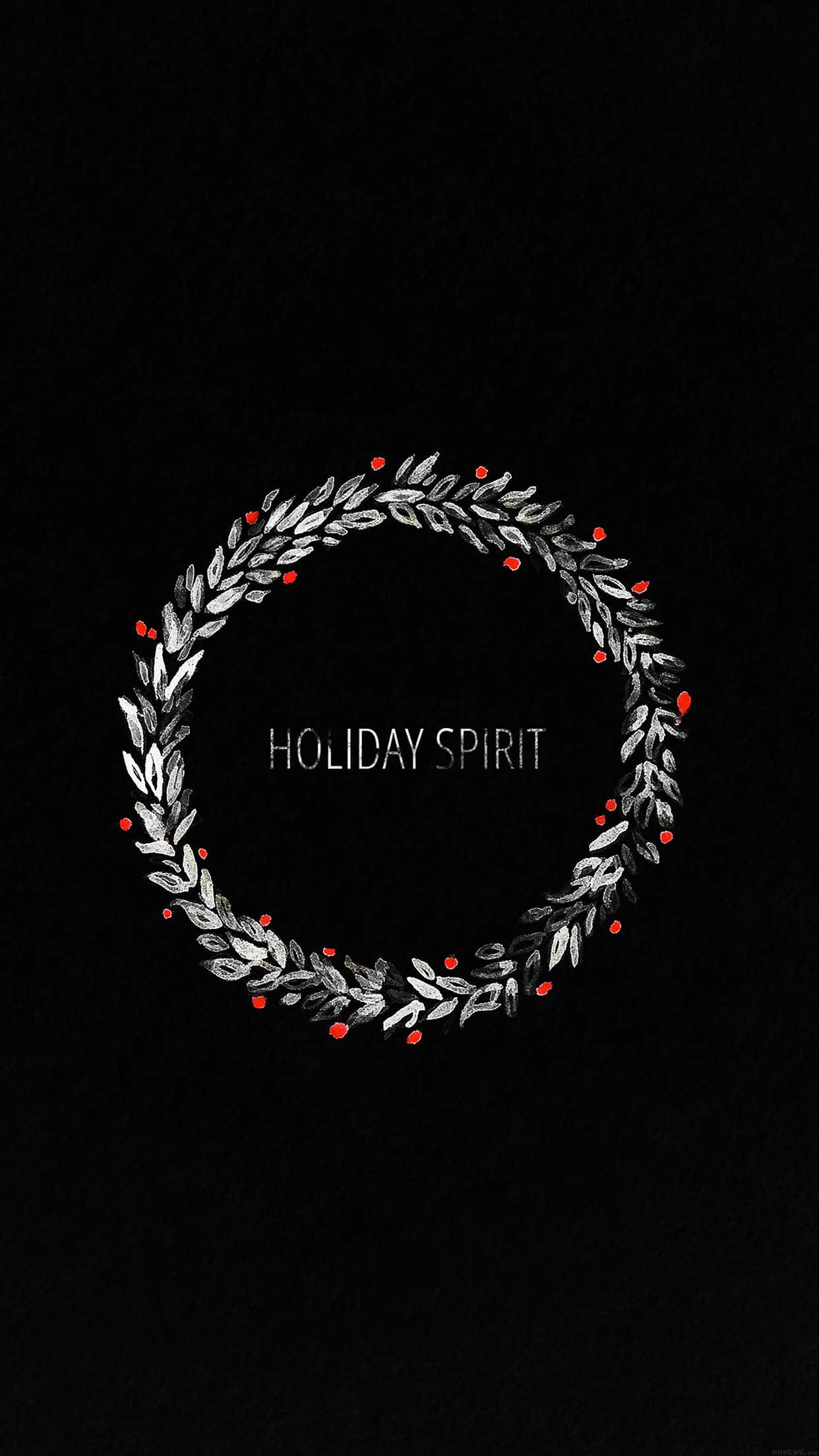 Dark Christmas, silver wreath, red berries, Full HD Phone Wallpaper