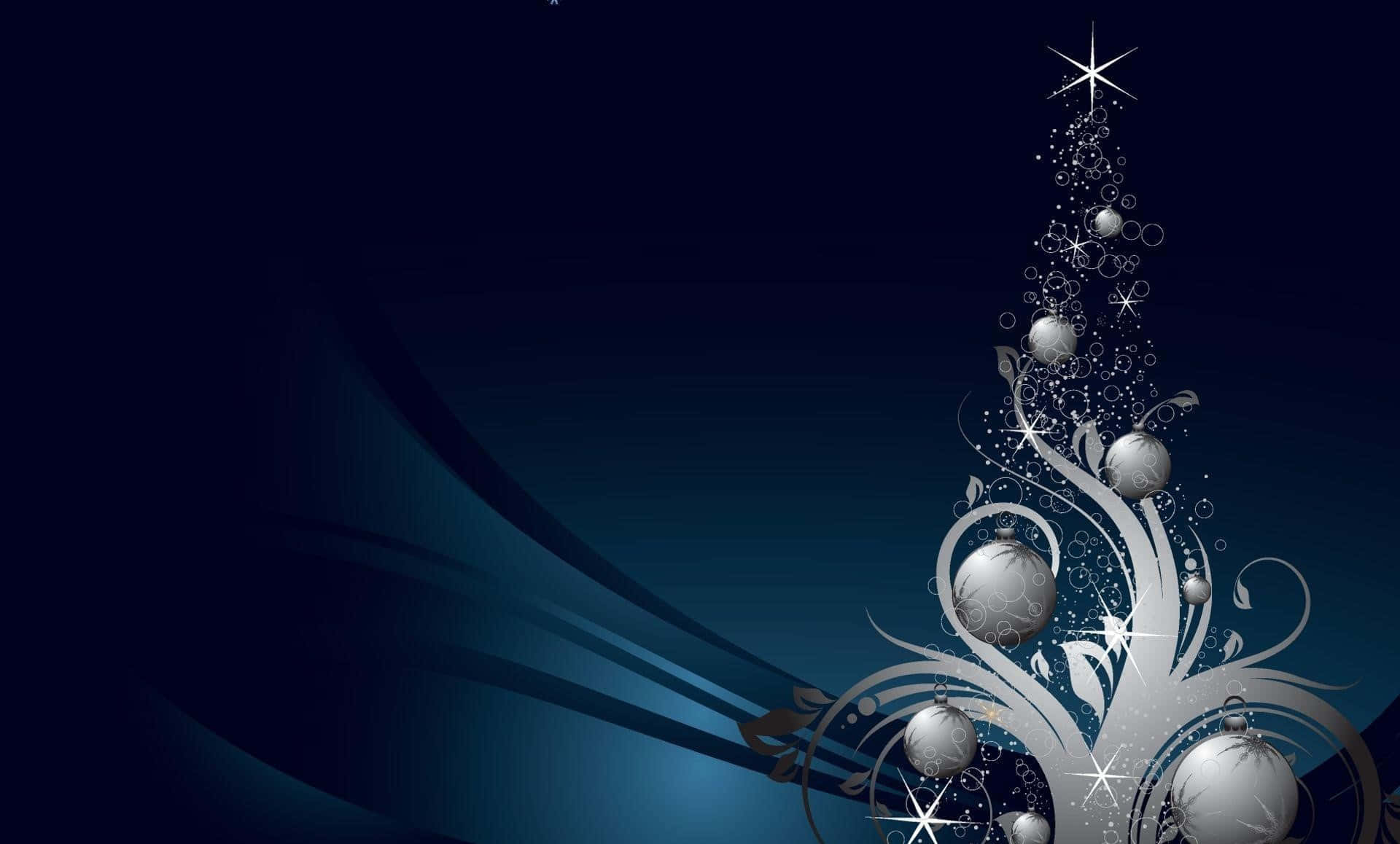 Dark Christmas, silver Christmas tree, ornaments, Full HD Desktop Wallpaper