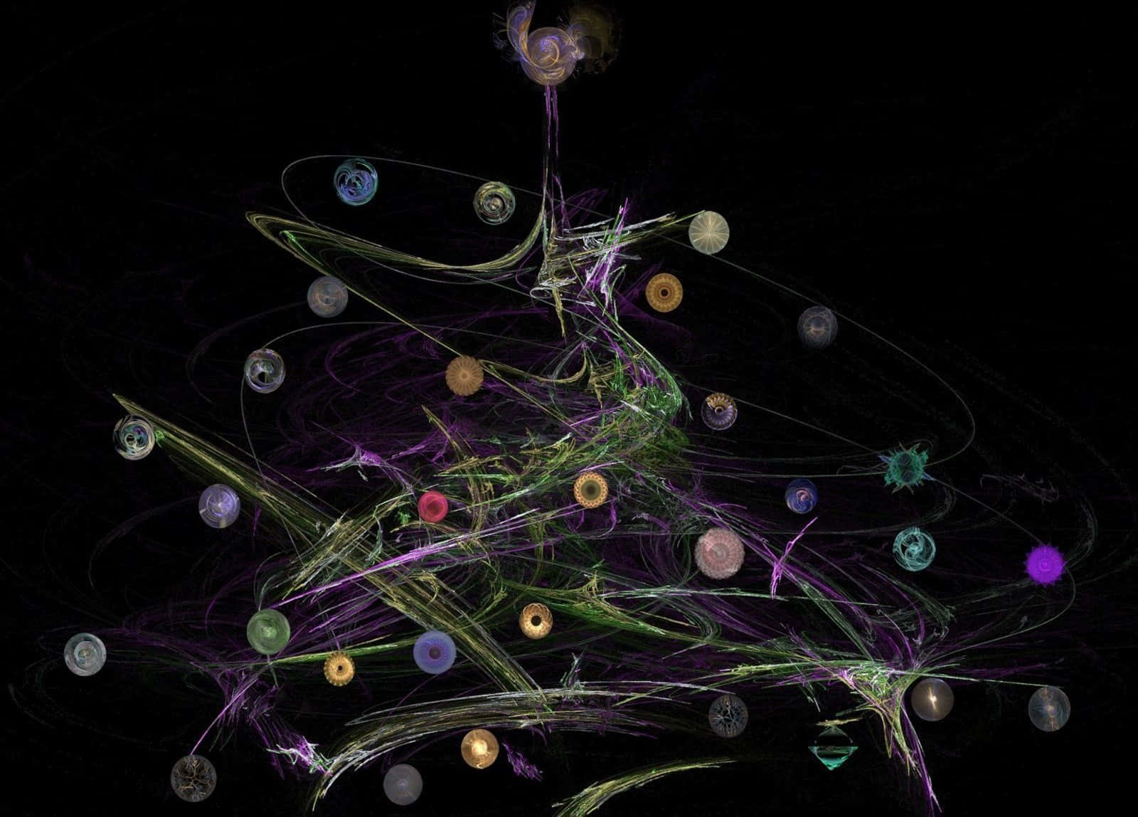 Dark Christmas, green, purple, HD Desktop Wallpaper