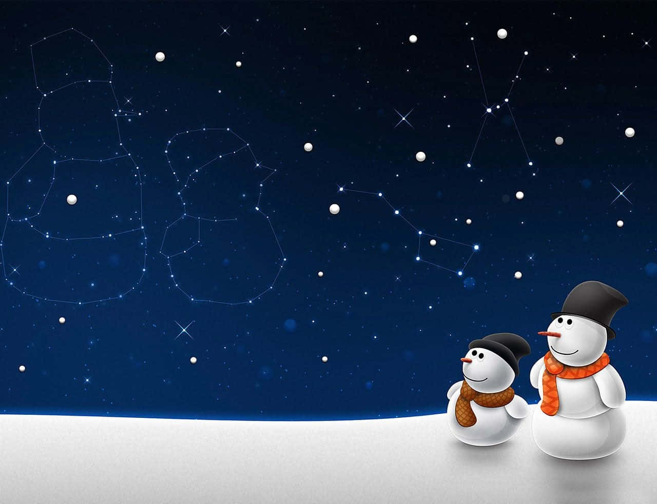Dark Christmas, snowmen, scarves, HD Desktop Wallpaper