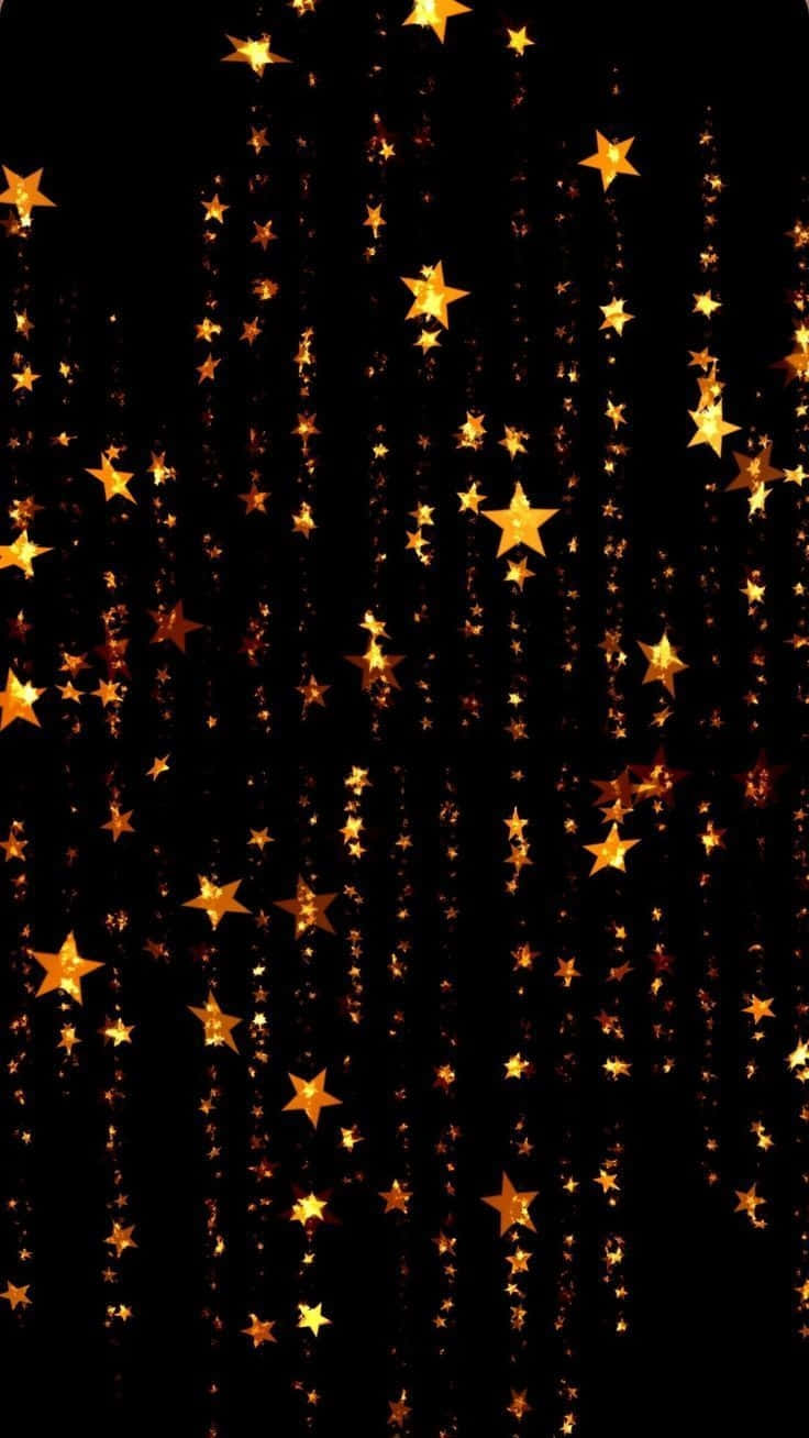 Dark Christmas, star shower, golden stars, HD Phone Wallpaper