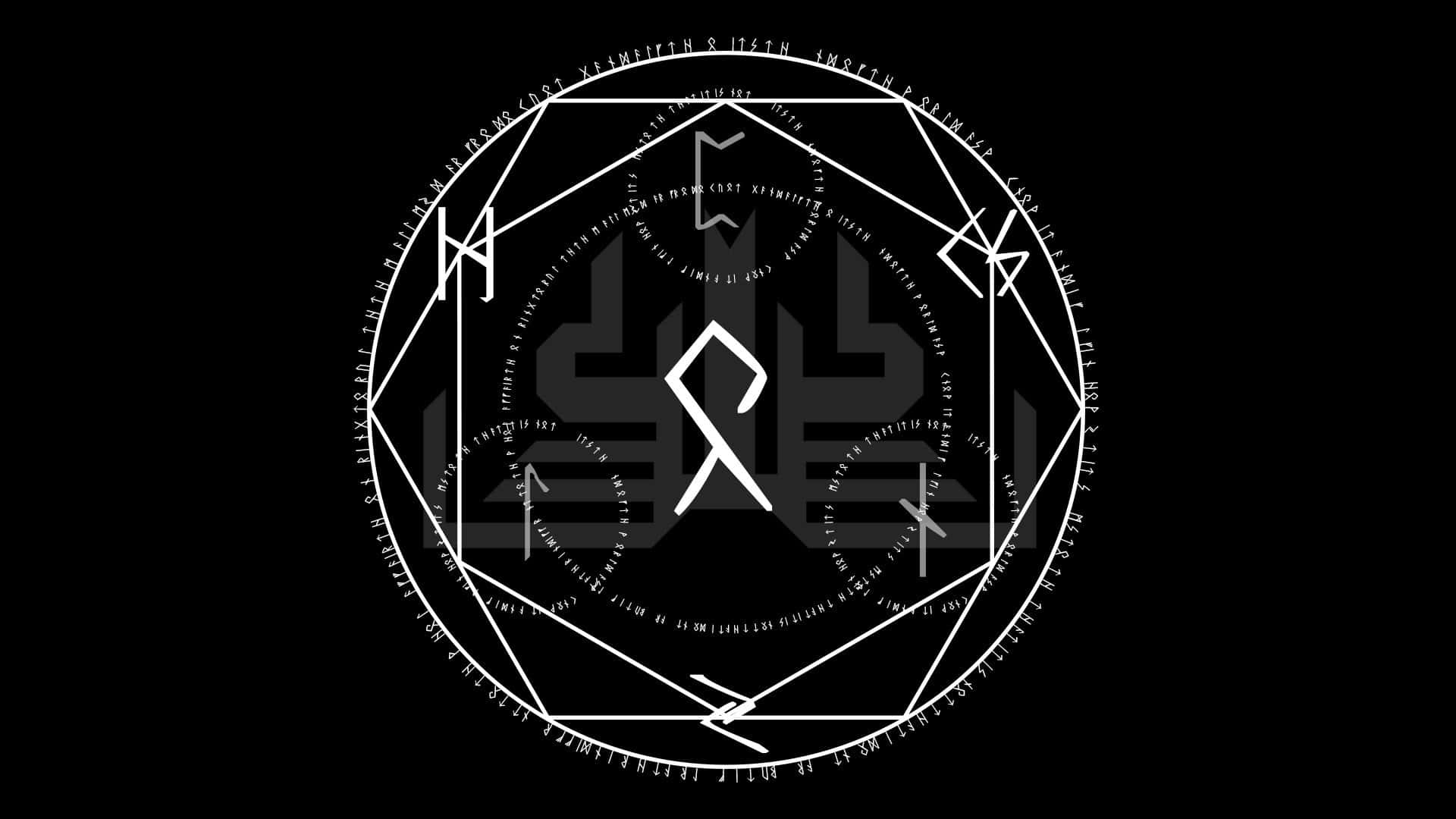 Dark Circles, white geometric sigil, runes and symbols, Full HD Desktop Wallpaper