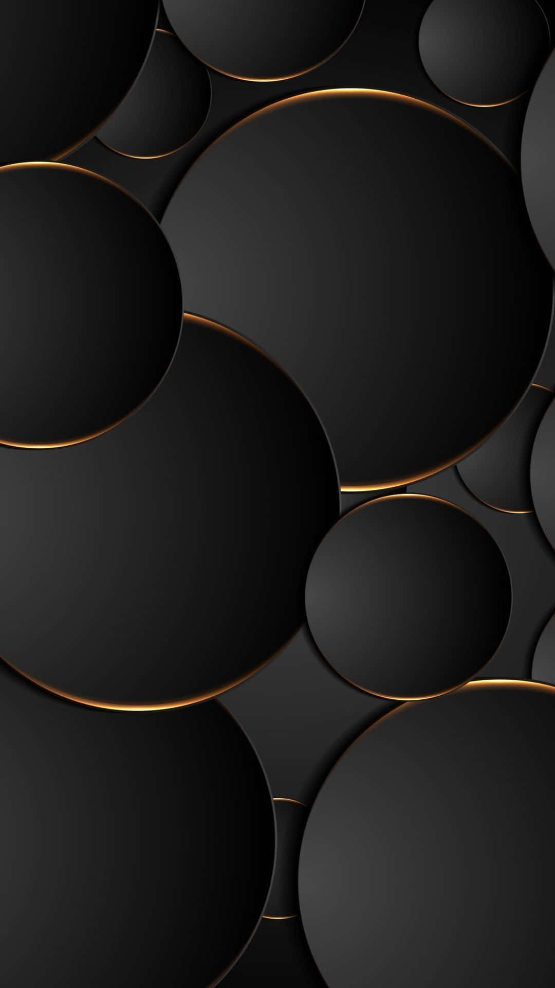 Dark Circles, matte black, glowing gold rims, Full HD Phone Wallpaper