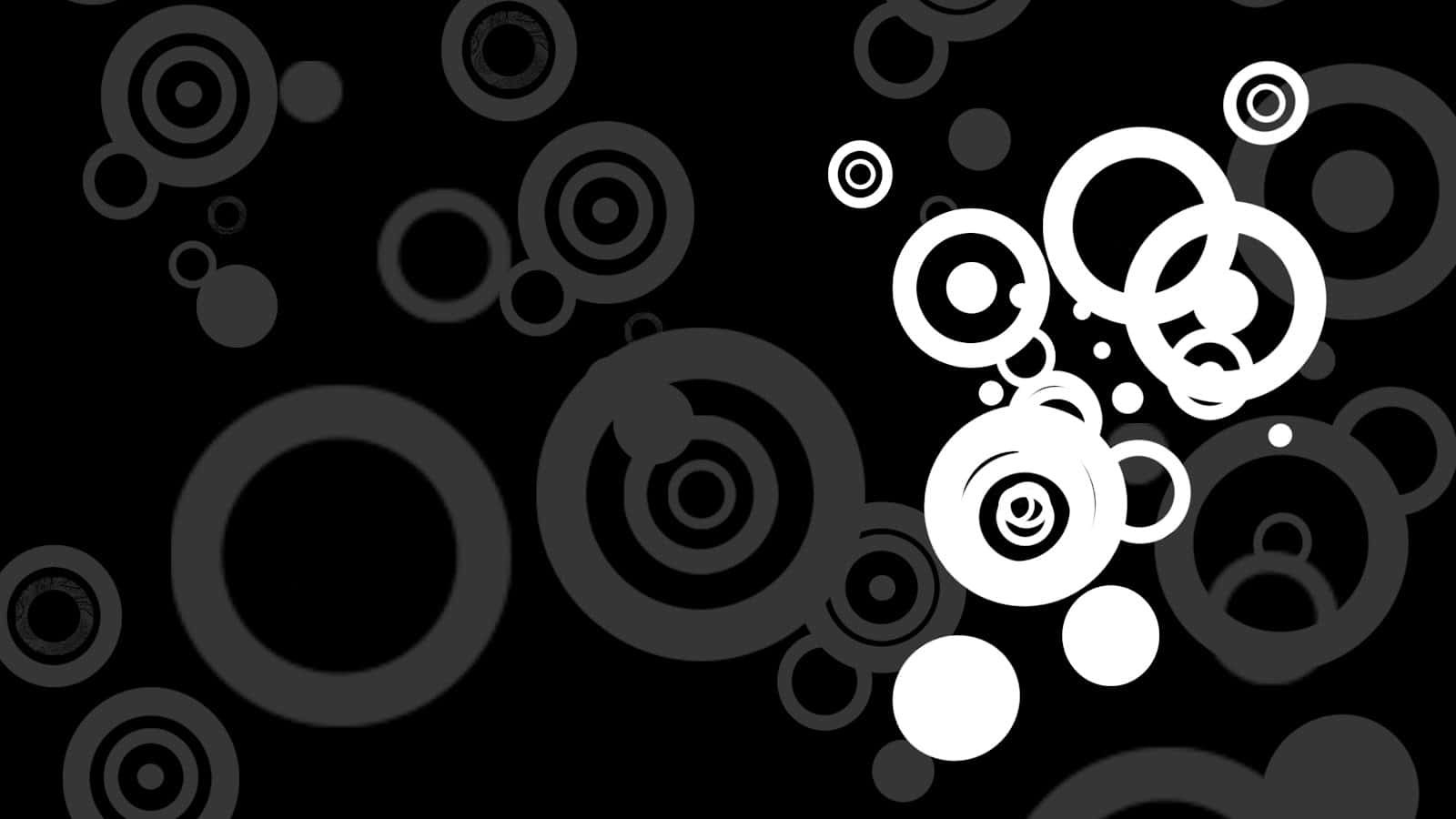 Dark Circles, 1600 x 900, abstract black and white, HD Desktop Wallpaper