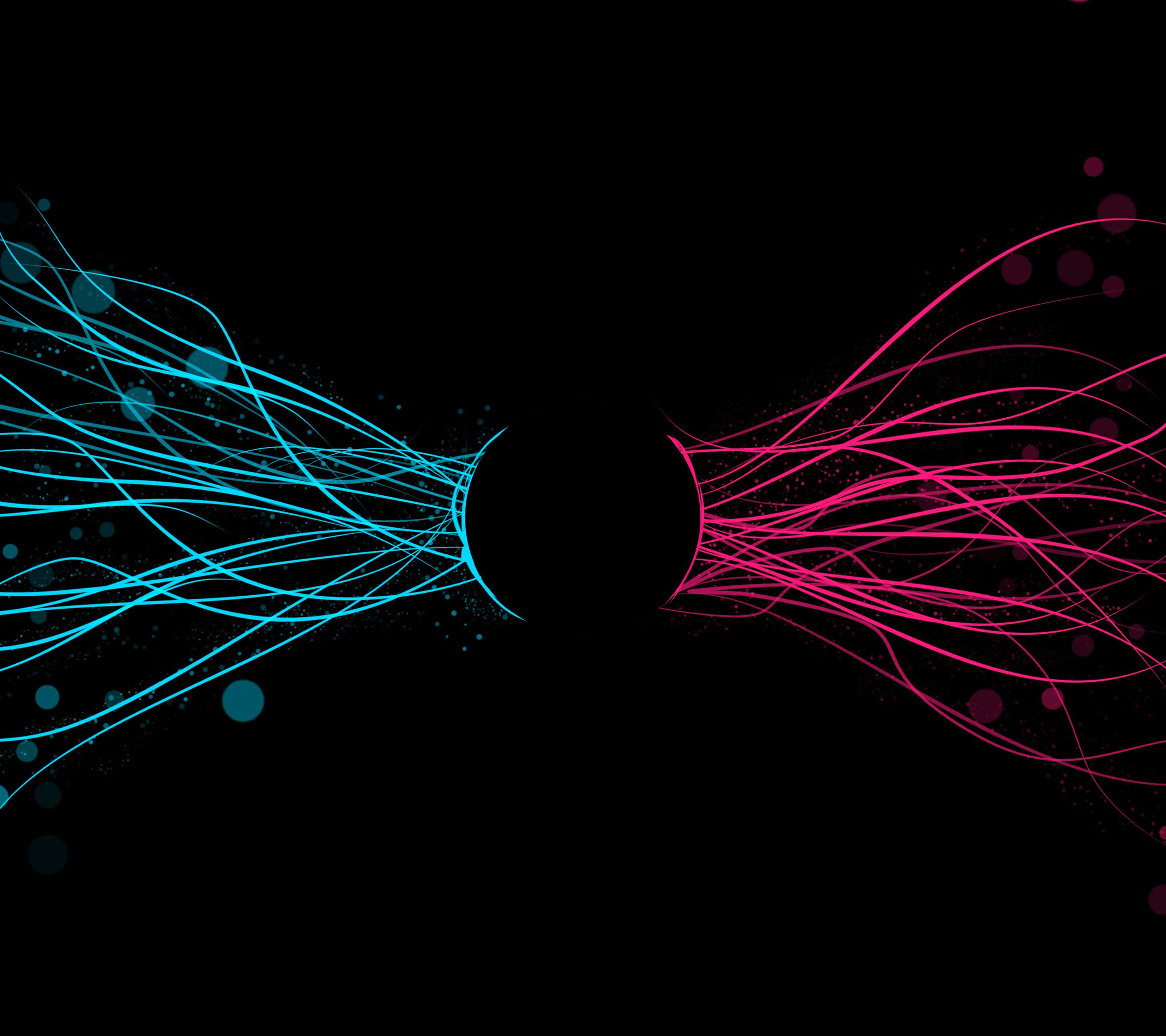Dark Circles, vibrant blue, pink energy streams, 2K Desktop Wallpaper