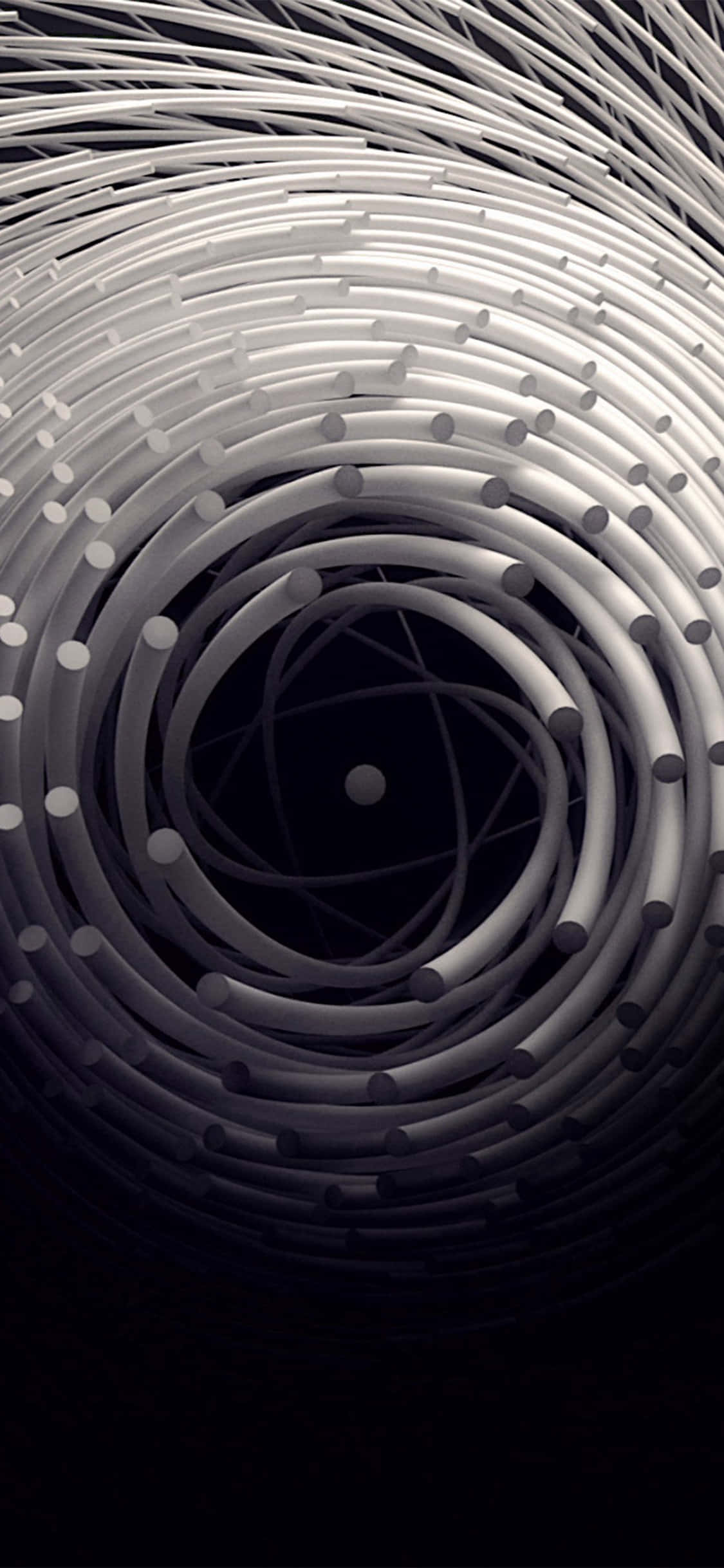 Dark Circles, white cylindrical tubes, dark center, Full HD Phone Wallpaper