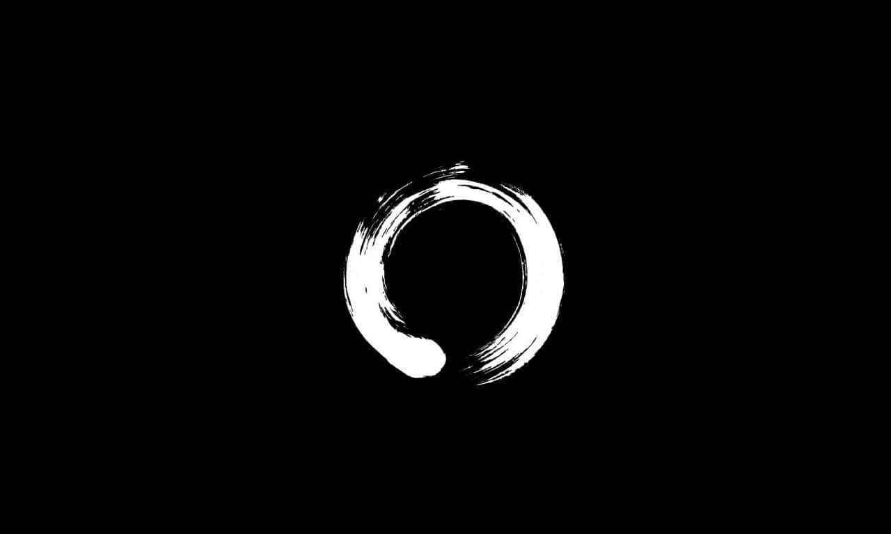 Dark Circles, white brushstroke circle, pure black background, HD Desktop Wallpaper