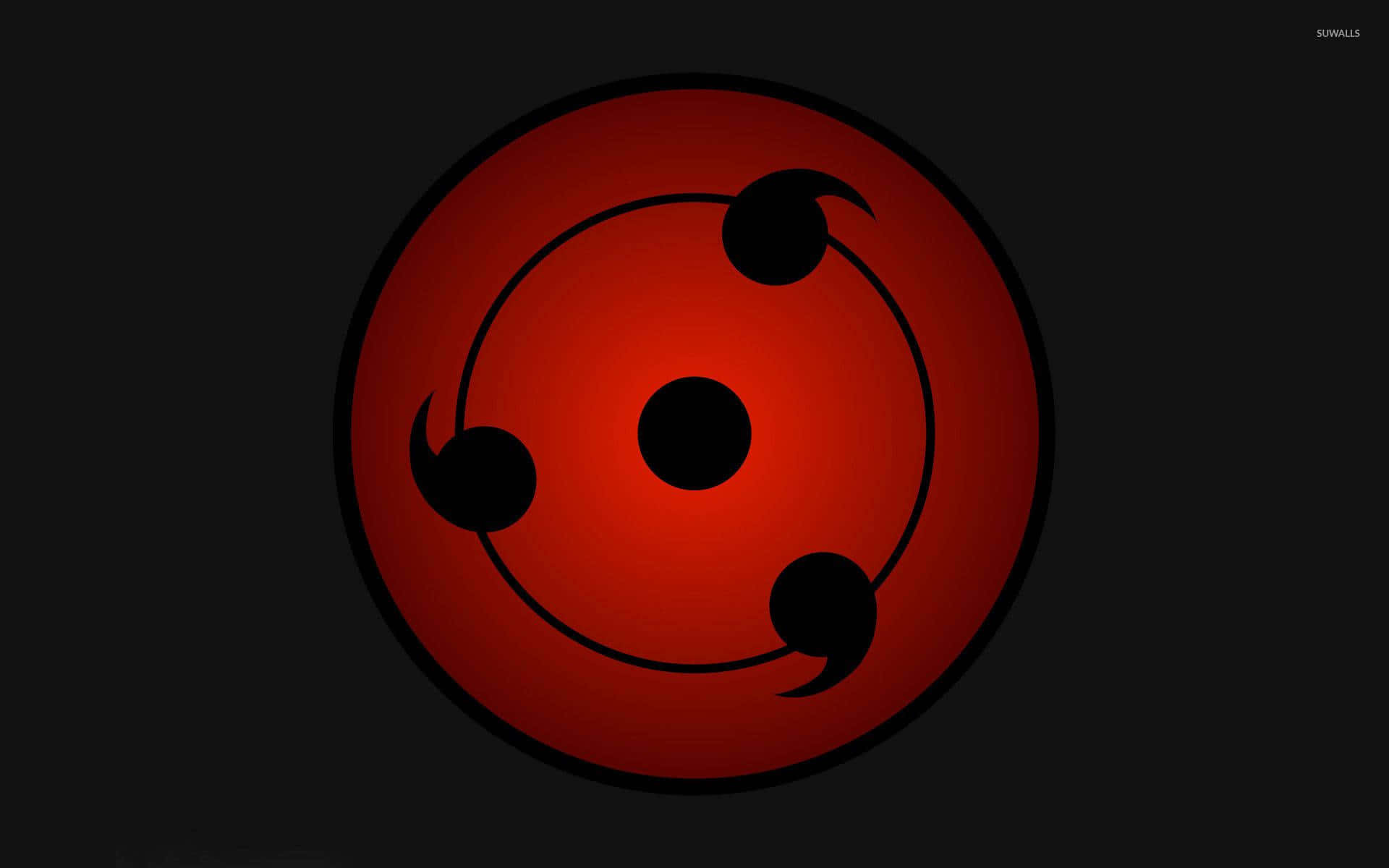 minimalist sharingan, red circle, black tomoe marks, Full HD Desktop Wallpaper