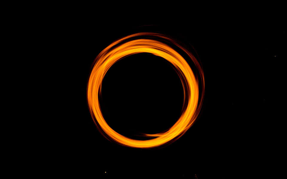 Dark Circles, glowing orange fiery ring, pure black background, SD Desktop Wallpaper