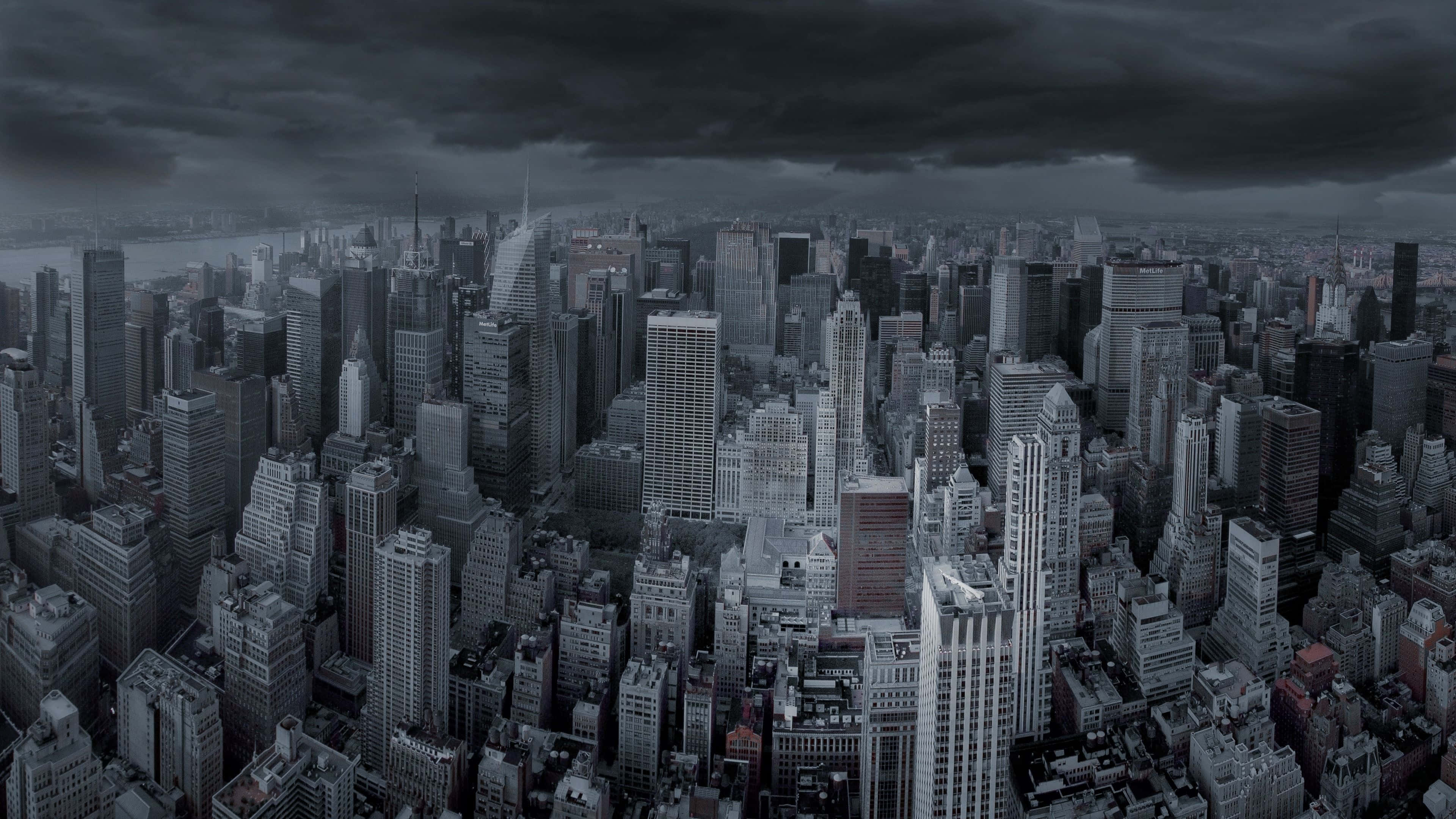Dark City 4K, aerial view, dense urban skyline, 4K Desktop Wallpaper