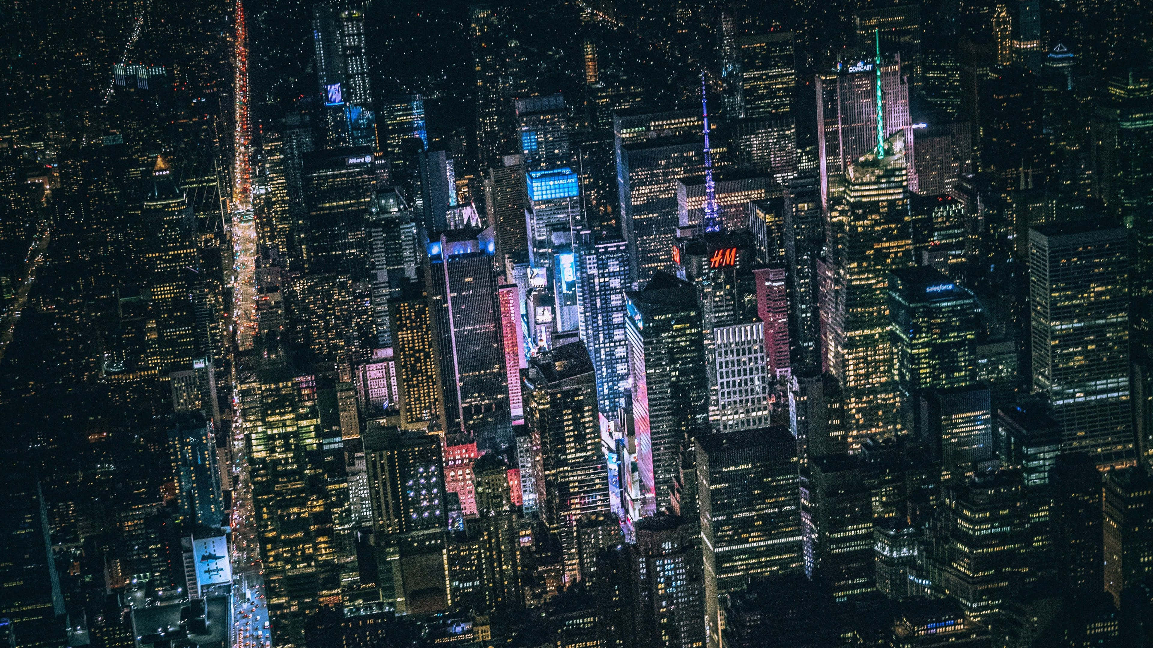 Dark City 4K, Night Time, aerial view, 4K Desktop Wallpaper