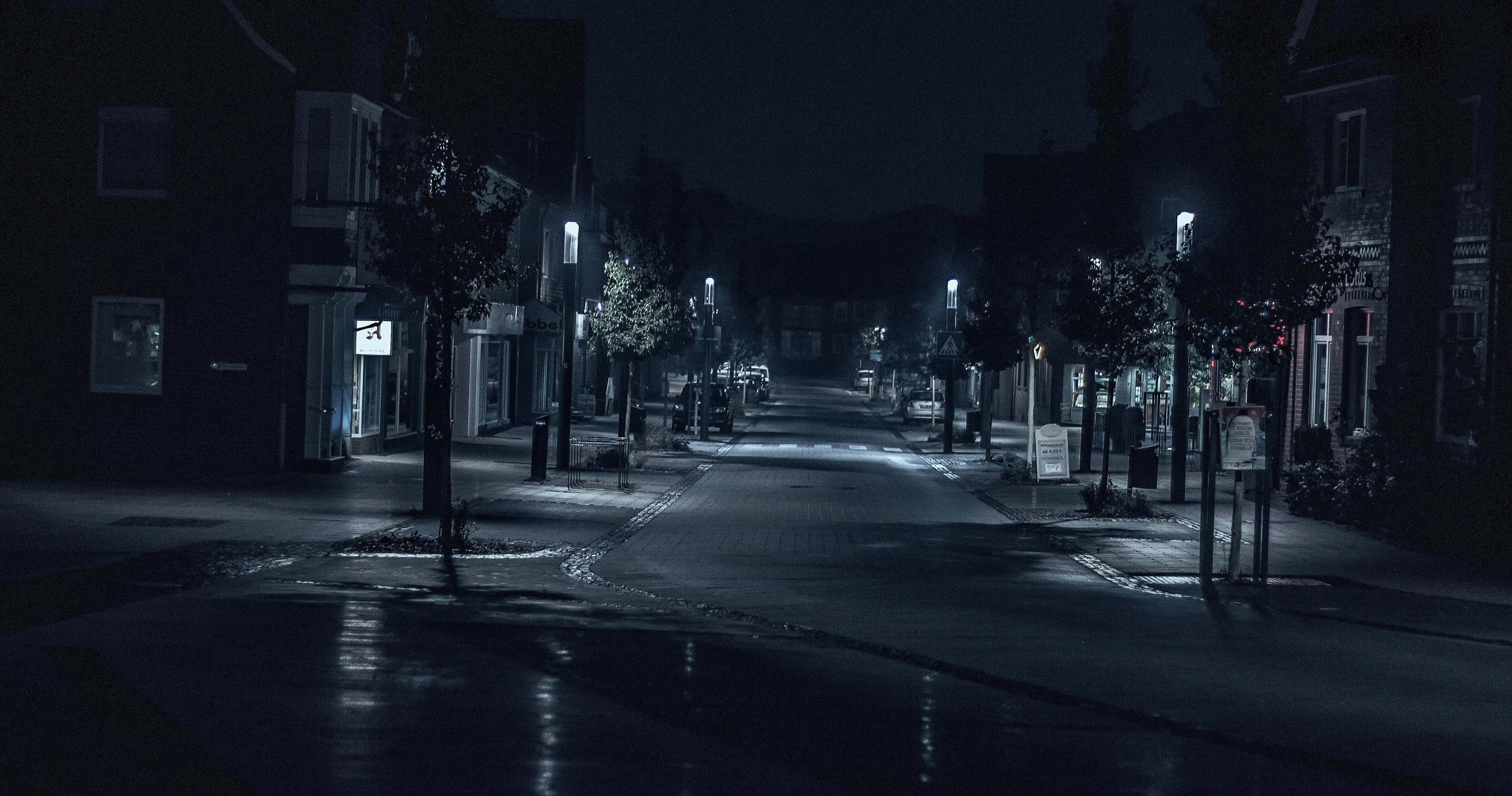 Dark City 4K, night, rain-slicked urban street, 4K Desktop Wallpaper