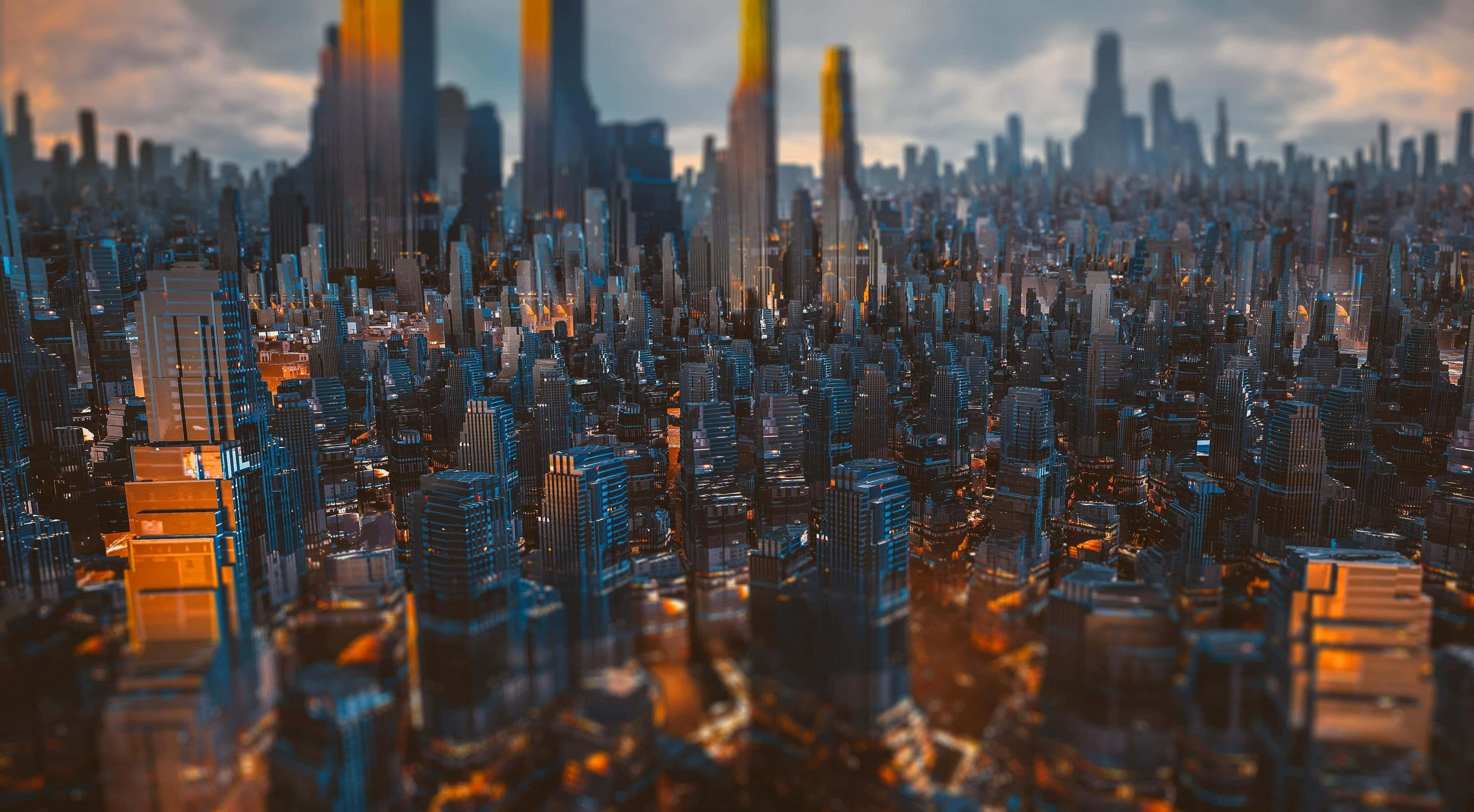 Dark City 4K, Sunset, futuristic cityscape, 4K Desktop Wallpaper