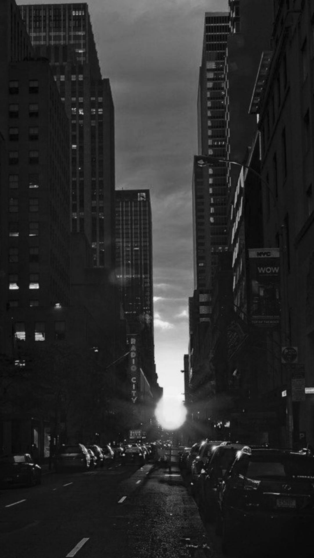 Dark City, monochrome road, black and white urban street, Full HD Phone Wallpaper