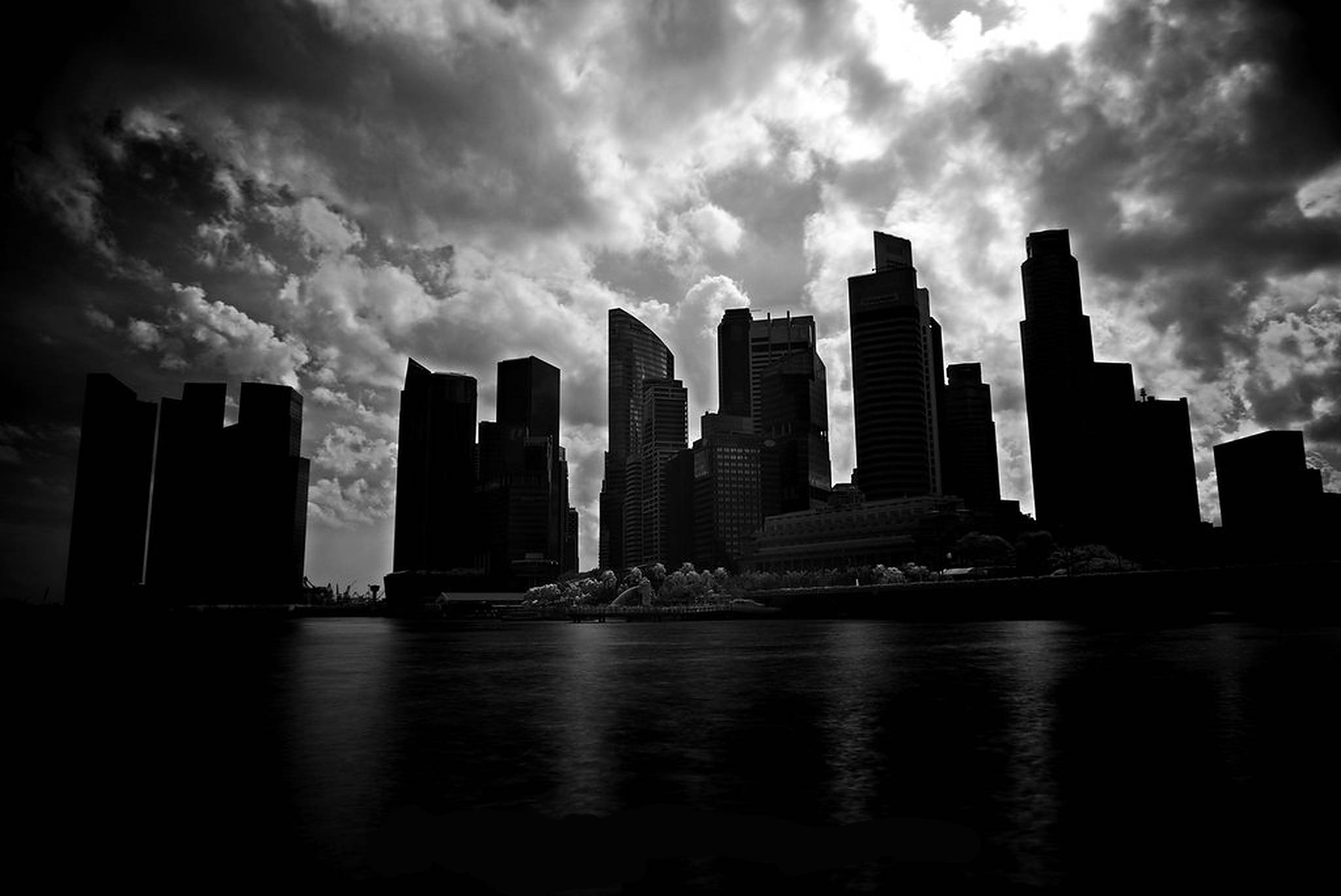 Dark City, twilight, skyline, Full HD Desktop Wallpaper