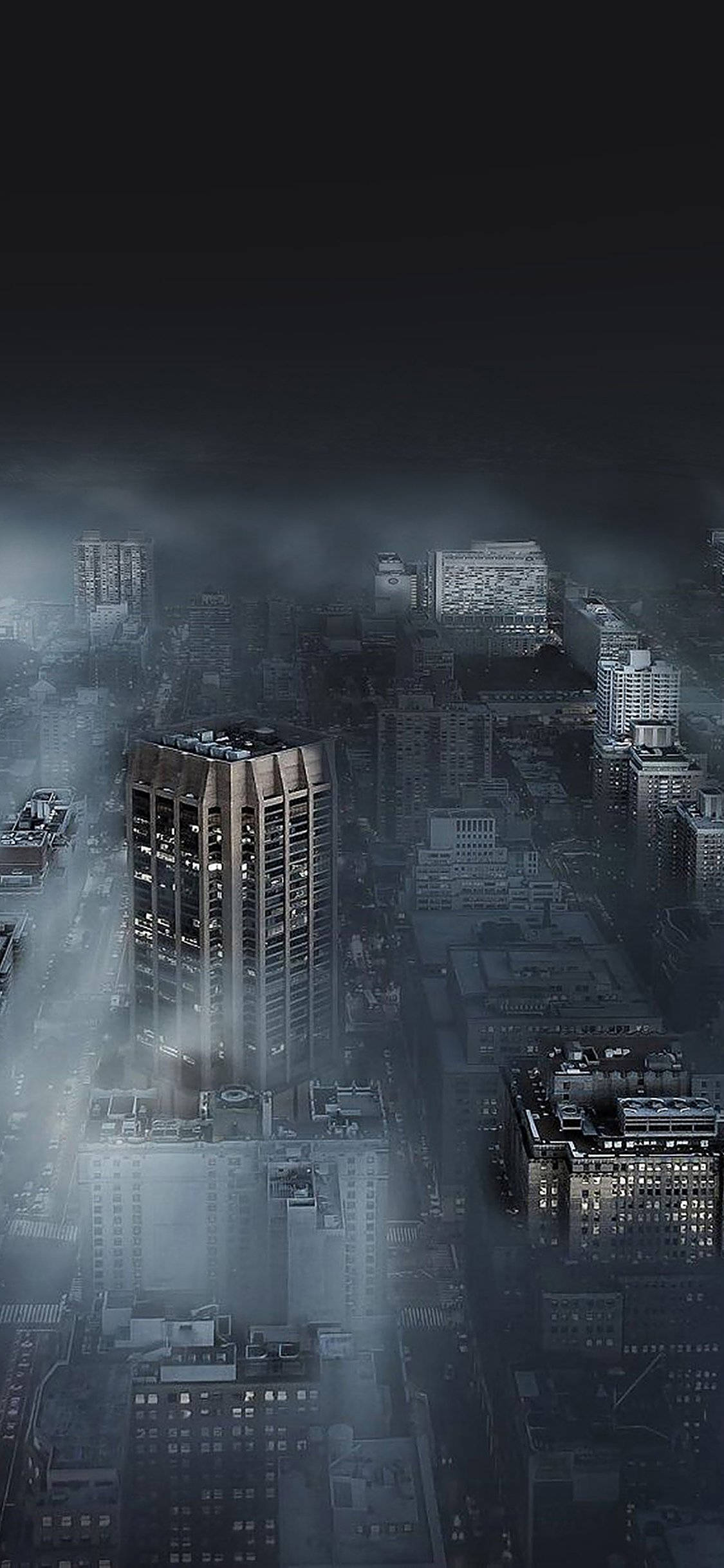 Dark City, foggy, skyscraper, Full HD Phone Wallpaper