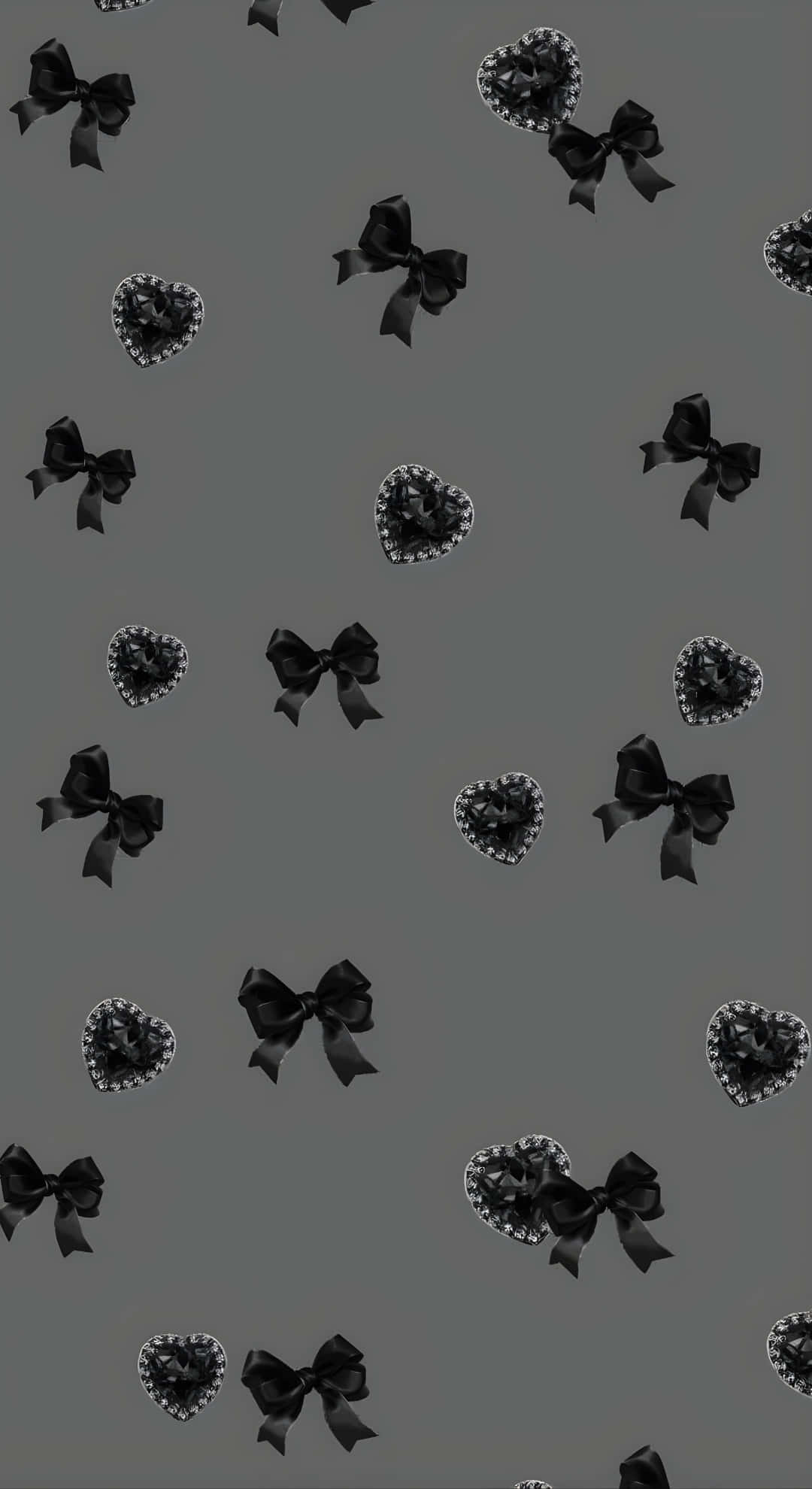 dark coquette, black satin bows, heart-shaped embellishments, Full HD Phone Wallpaper