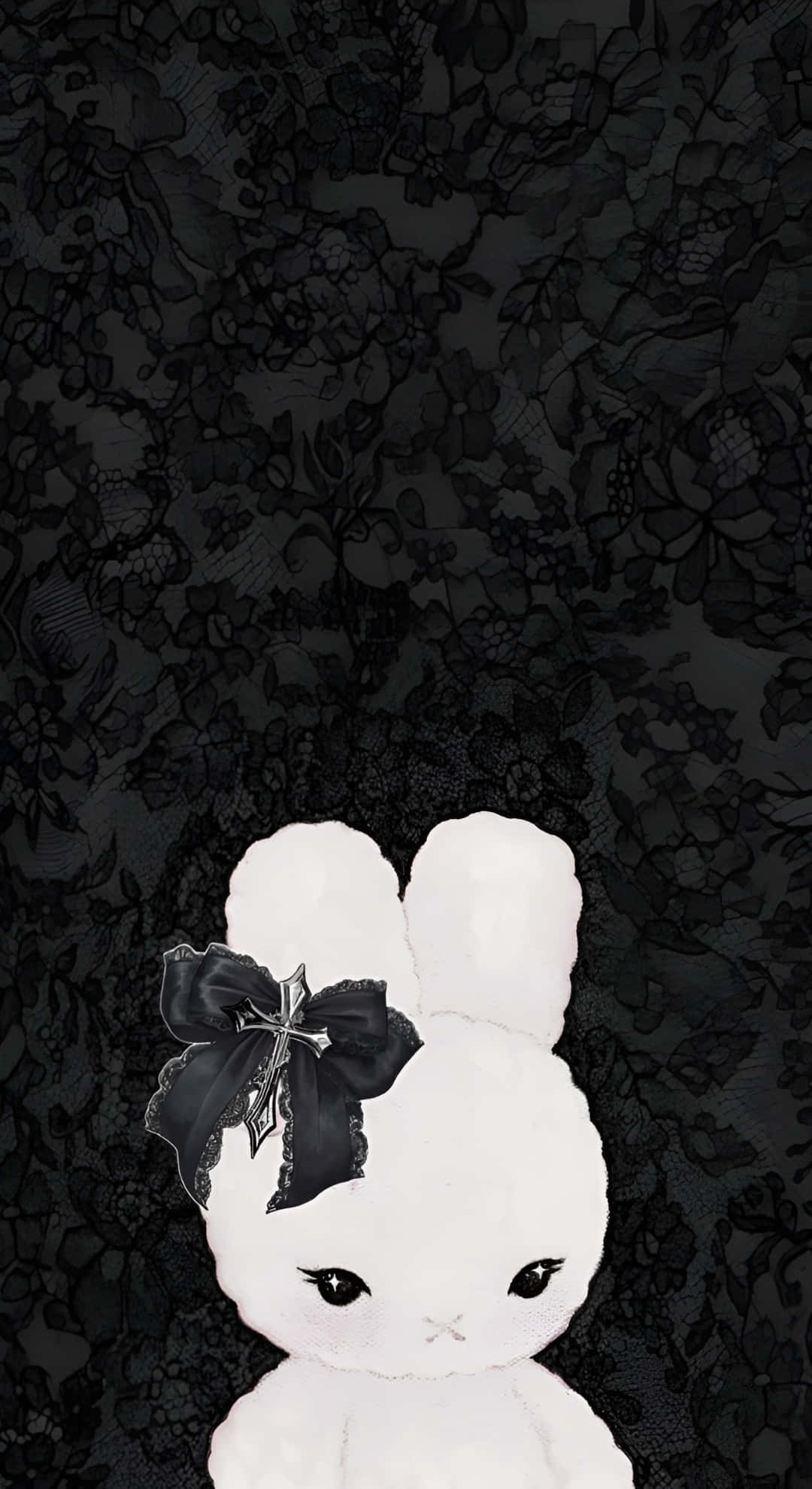 Dark Coquette, bunny charm, white plush rabbit, Full HD Phone Wallpaper
