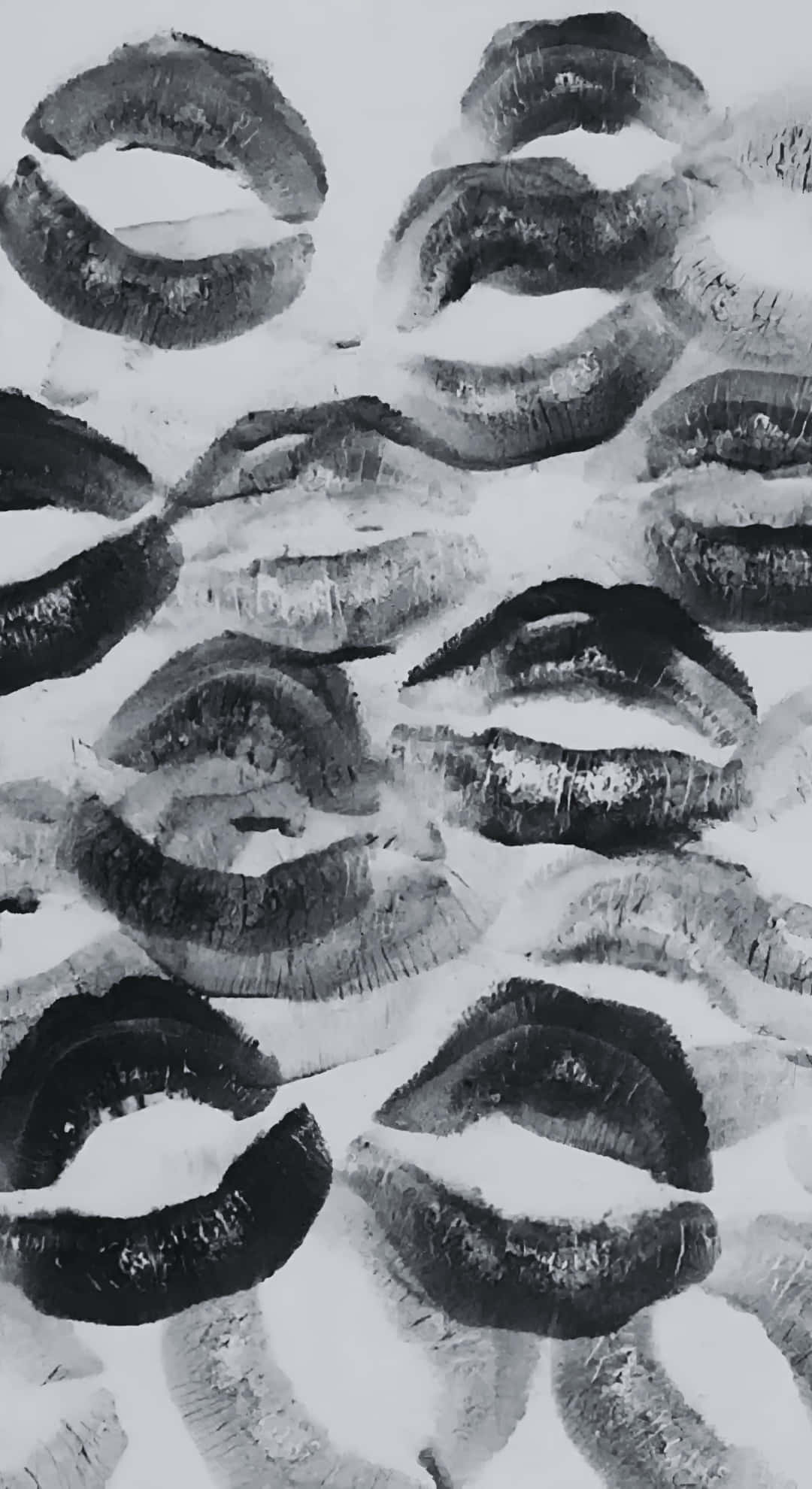 Dark Coquette, lip prints, monochrome abstract artwork, Full HD Phone Wallpaper