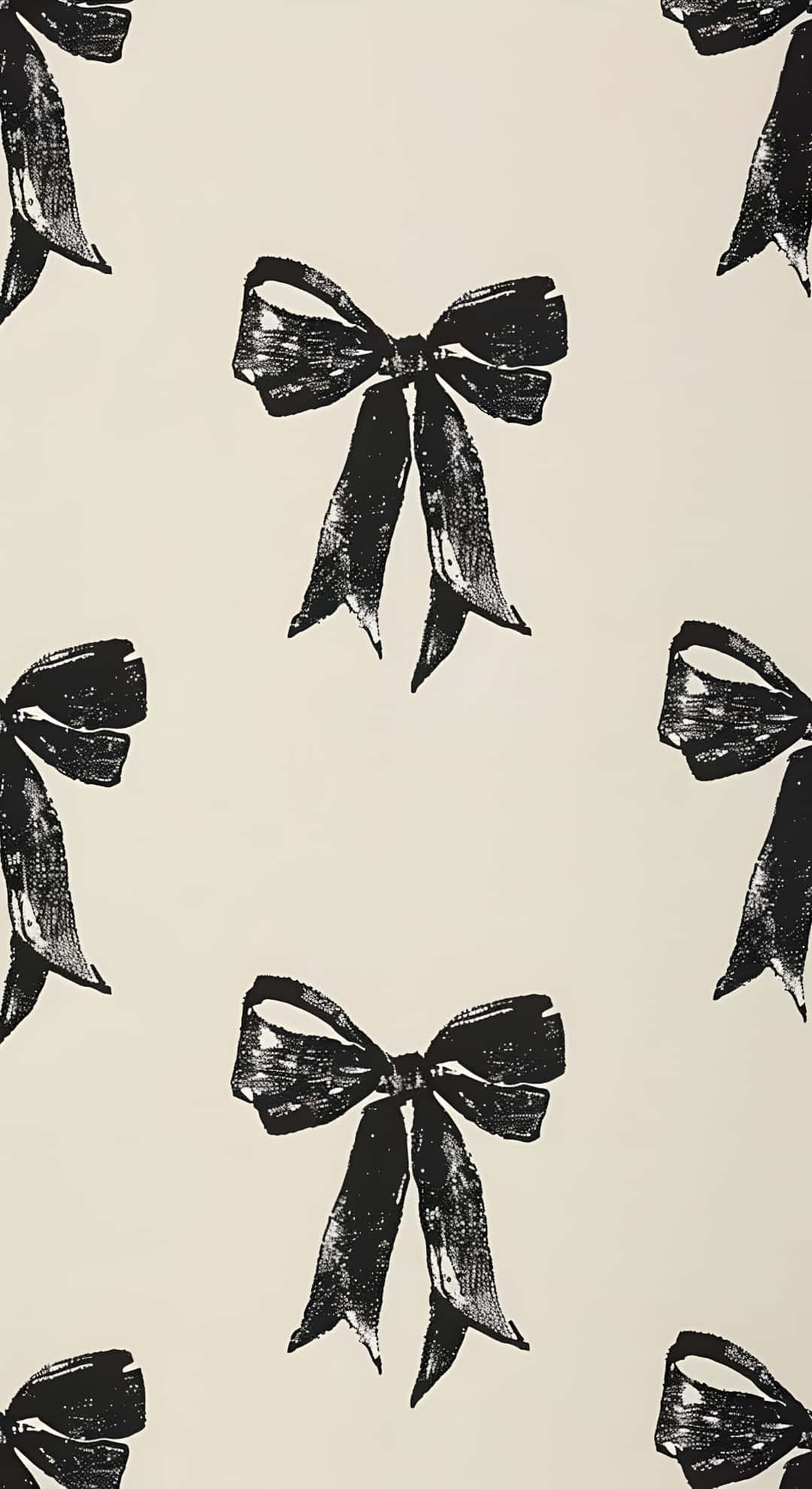 Dark Coquette, bow pattern, black inked bows, Full HD Phone Wallpaper