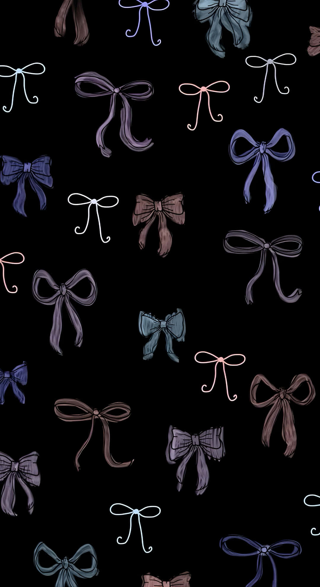 Dark Coquette Bow Pattern, purple brown, blue, Full HD Phone Wallpaper