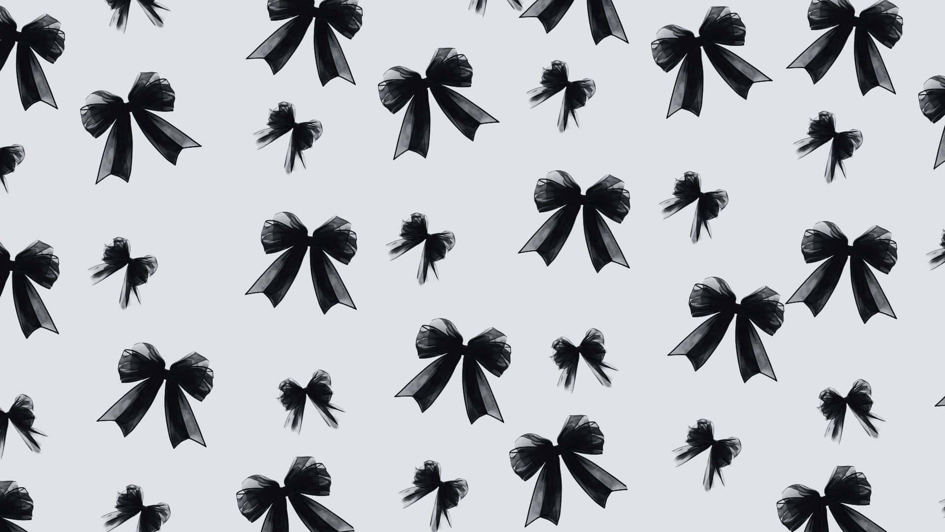 black satin bows, varying sizes, light gray background, Full HD Desktop Wallpaper