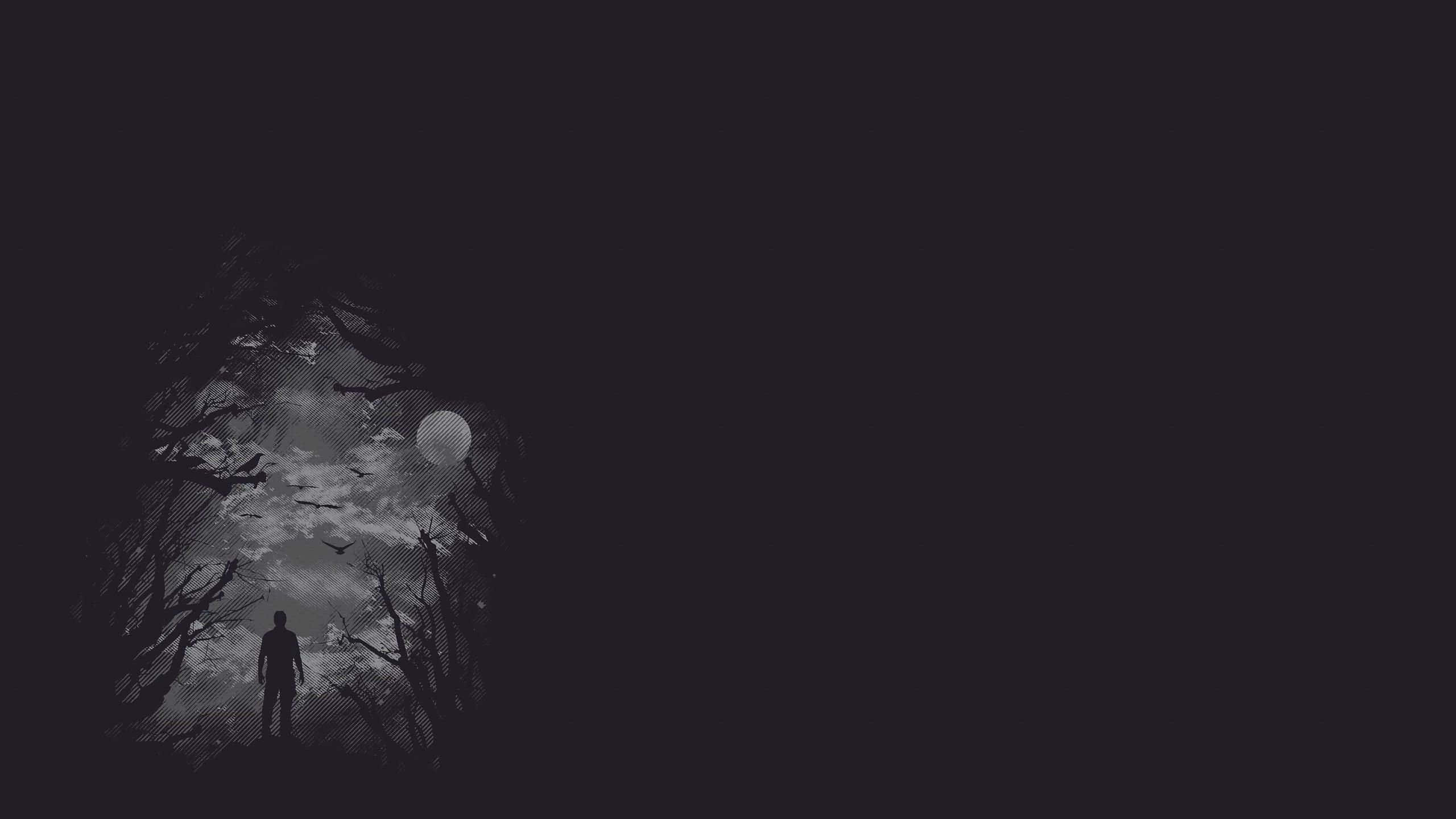 Dark Corner, forest, gnarled trees, 2K Desktop Wallpaper