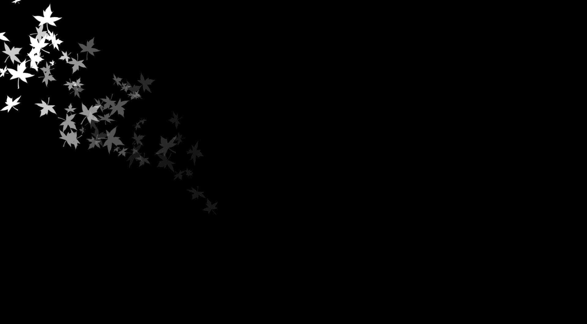 Dark Corner, white maple leaf silhouettes, stark black background, Full HD Desktop Wallpaper