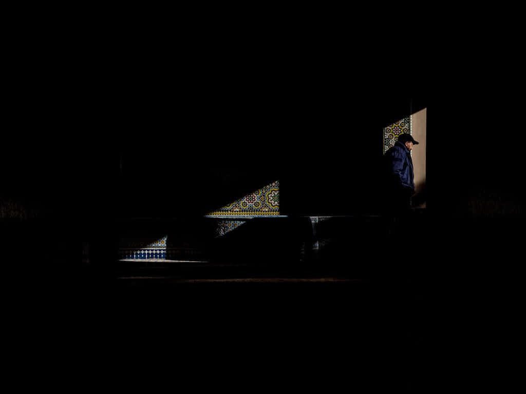 Dark Corner, abandoned building, lone figure, SD Desktop Wallpaper