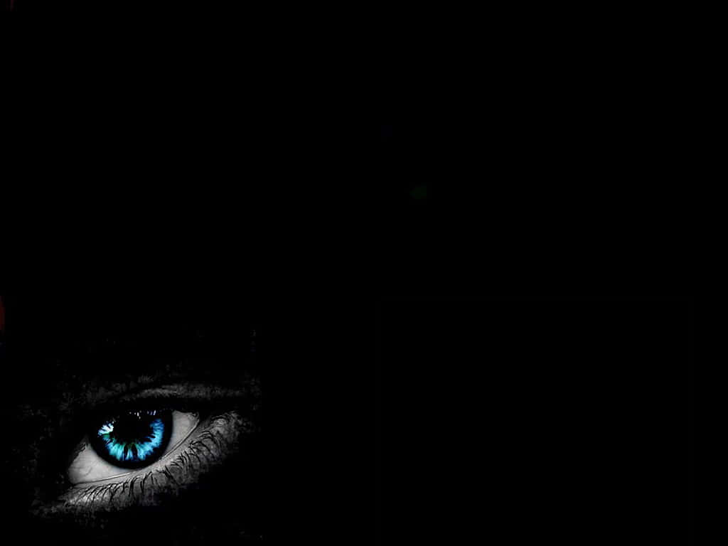 Dark Corner, glowing blue eye, absolute darkness, SD Desktop Wallpaper