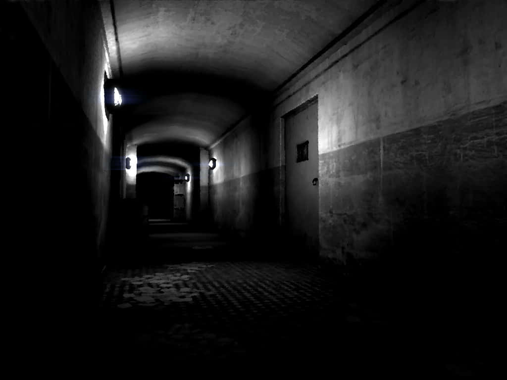 Dark Corner, abandoned building, concrete tunnel, SD Desktop Wallpaper