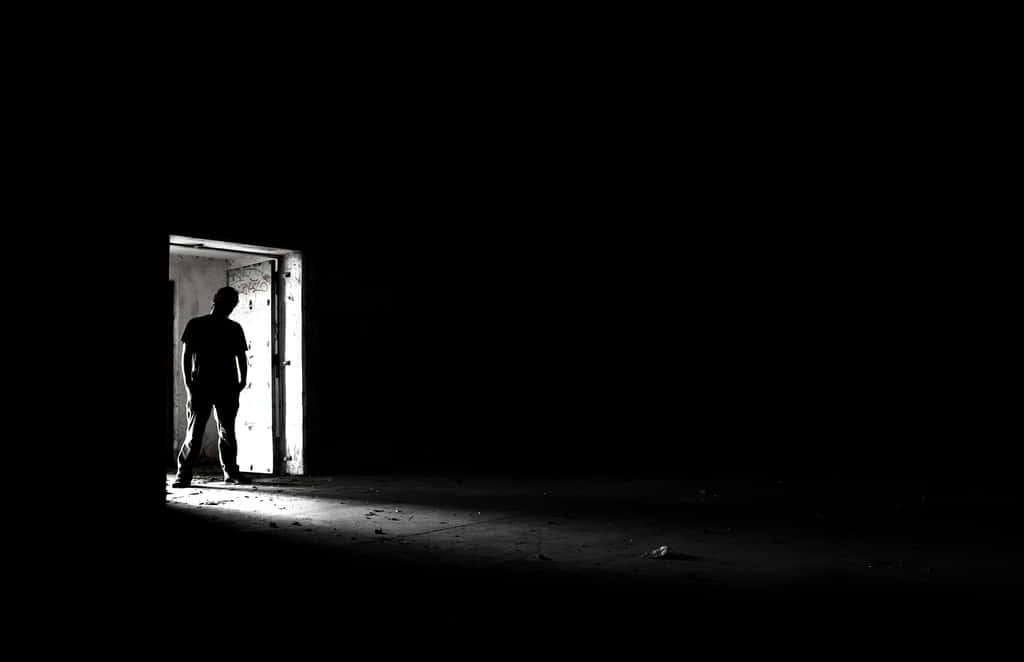 Dark Corner, doorway, lone figure, SD Desktop Wallpaper