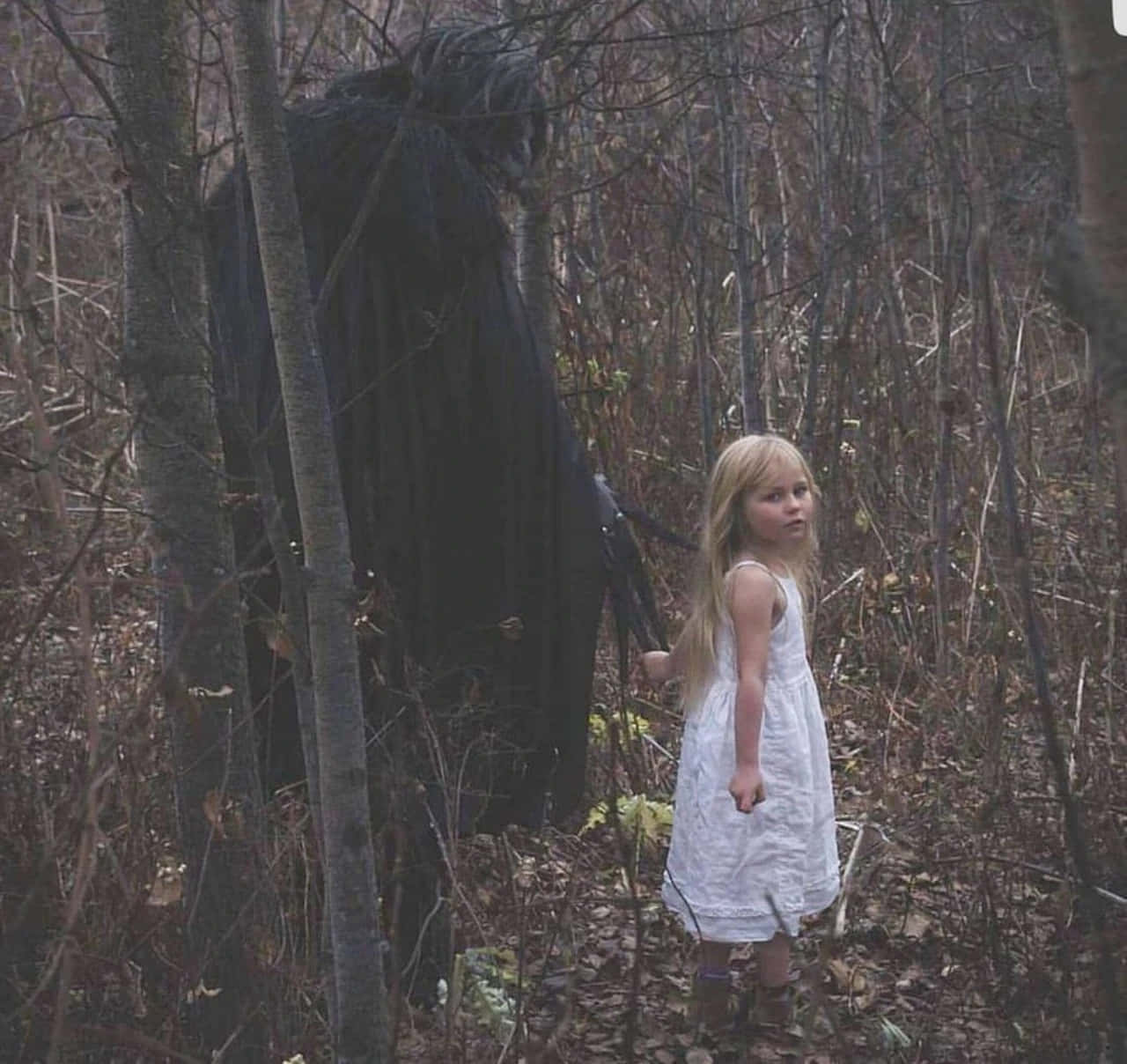Enigmatic Forest Encounter.jpg, small blonde girl, white dress, HD Desktop Wallpaper
