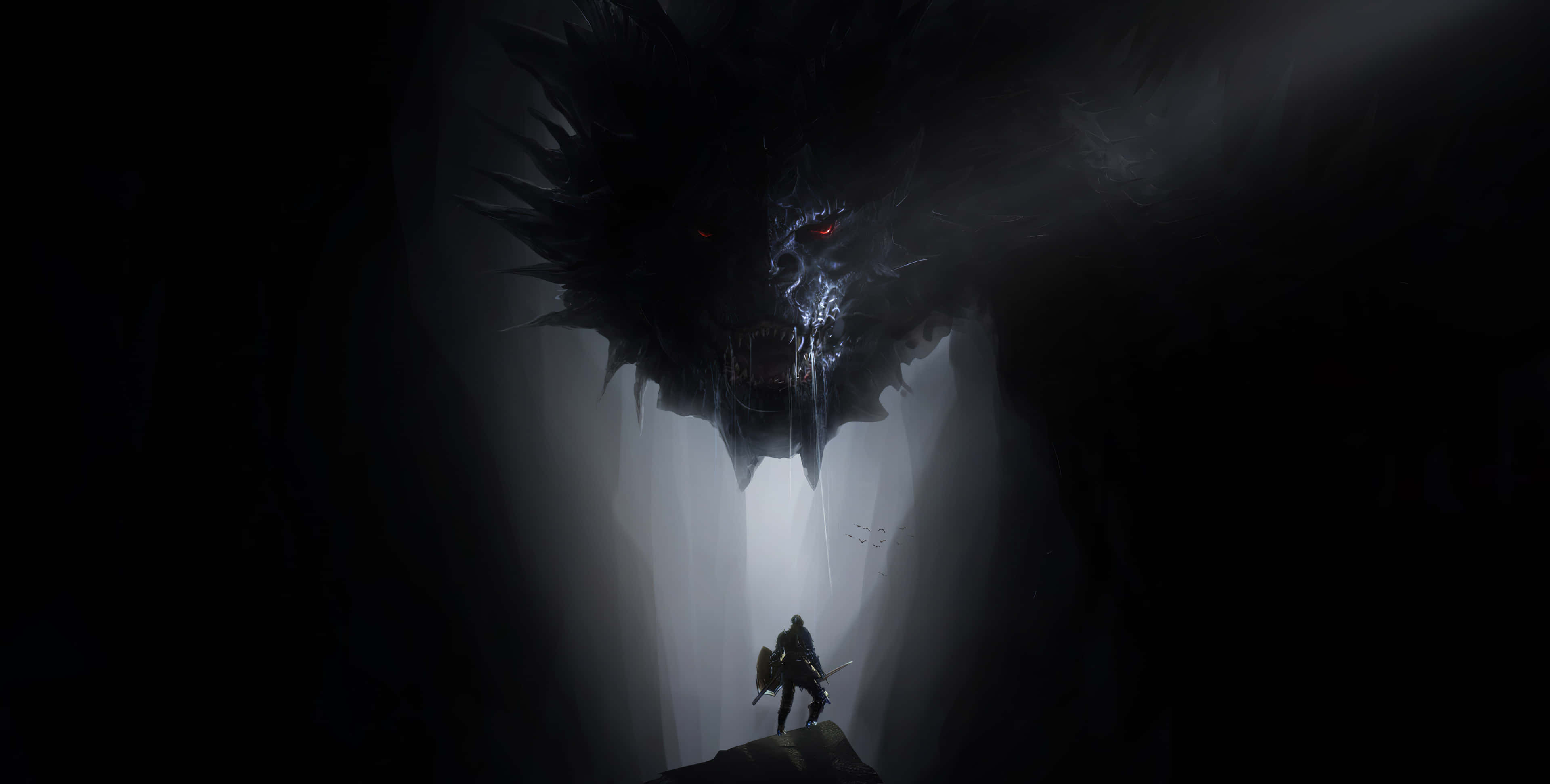 Dark Creature, colossal monstrous face, red eyes, 4K Desktop Wallpaper