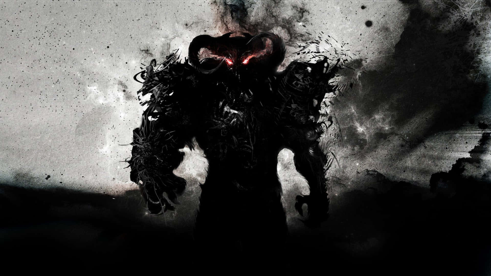 Dark Creature, horned demon, glowing red eyes, Full HD Desktop Wallpaper