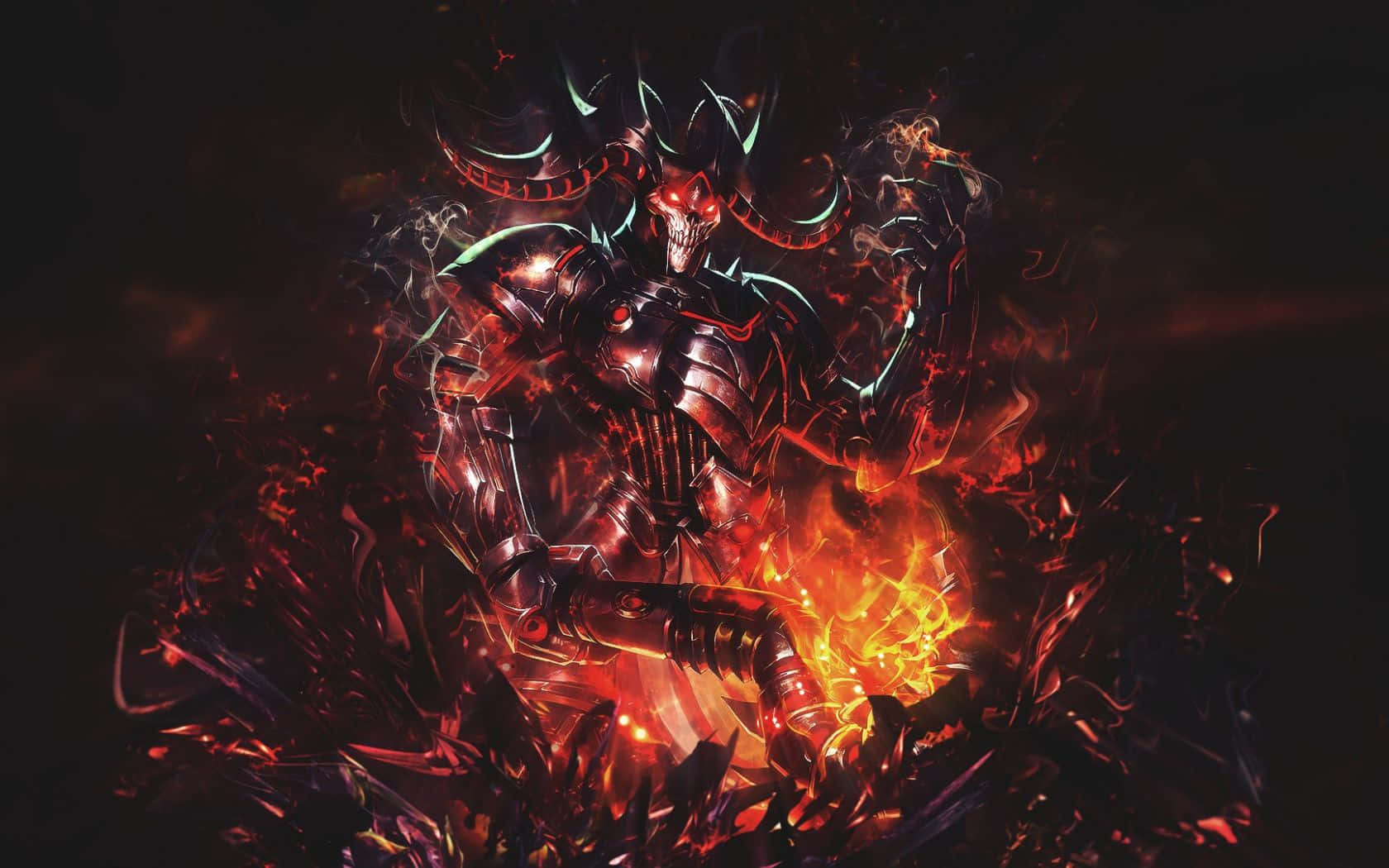 Dark Creature, glowing red eyes, horns, HD Desktop Wallpaper