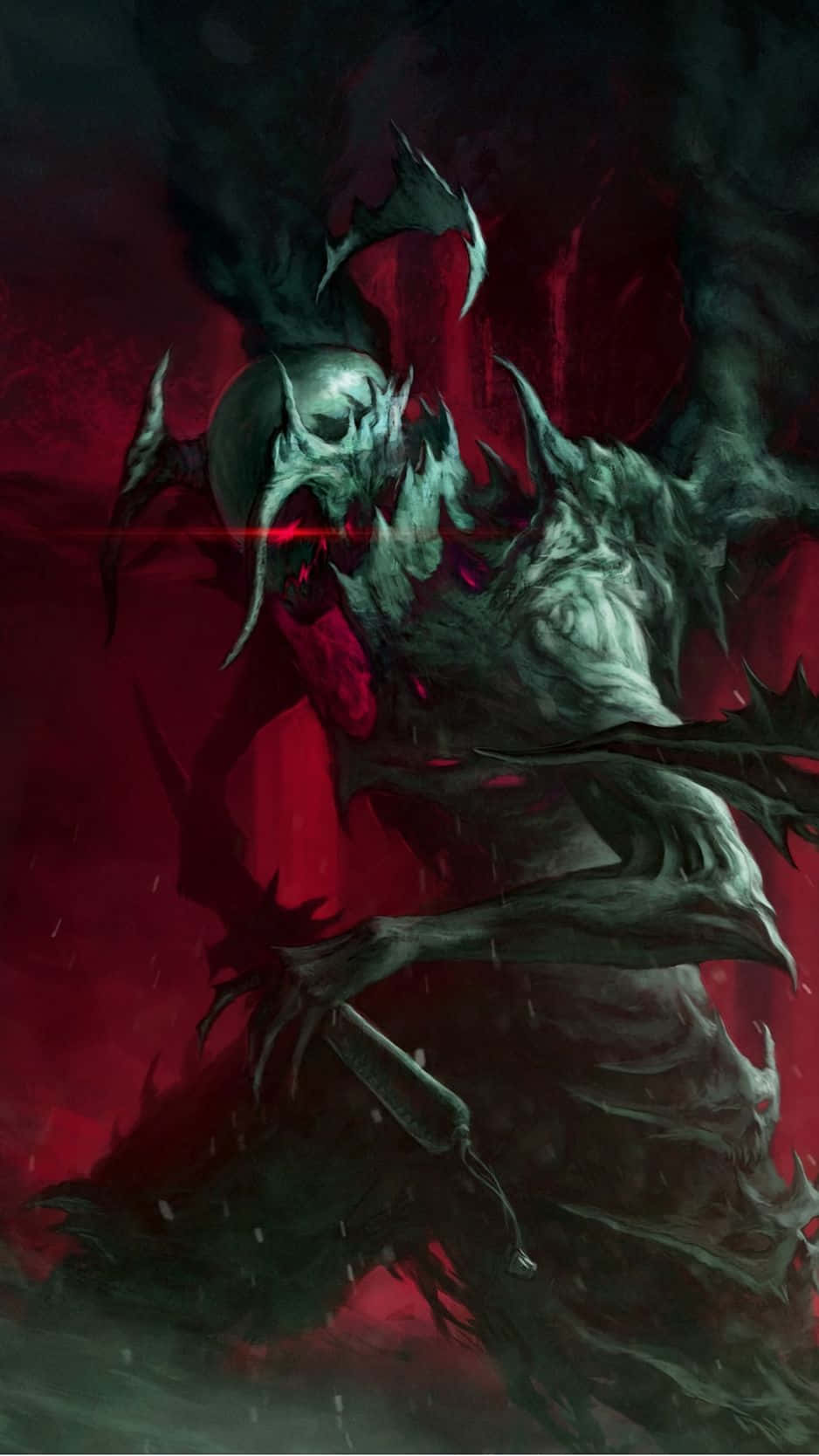 Dark Creature, glowing red eyes, jagged horns, HD Phone Wallpaper